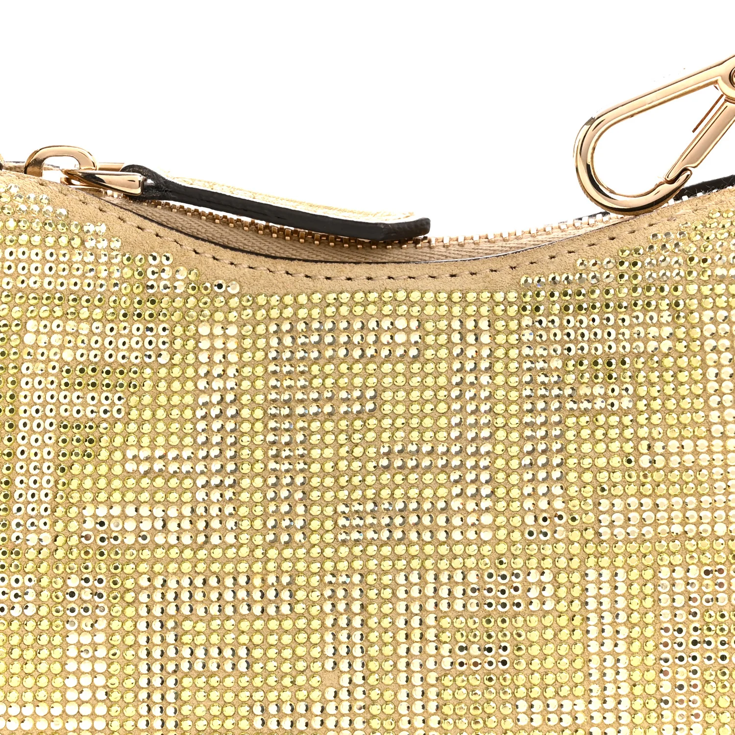 Crystal Vitello Laminato Suede FF Mini Fendigraphy Hobo Bag Platino - Image 8