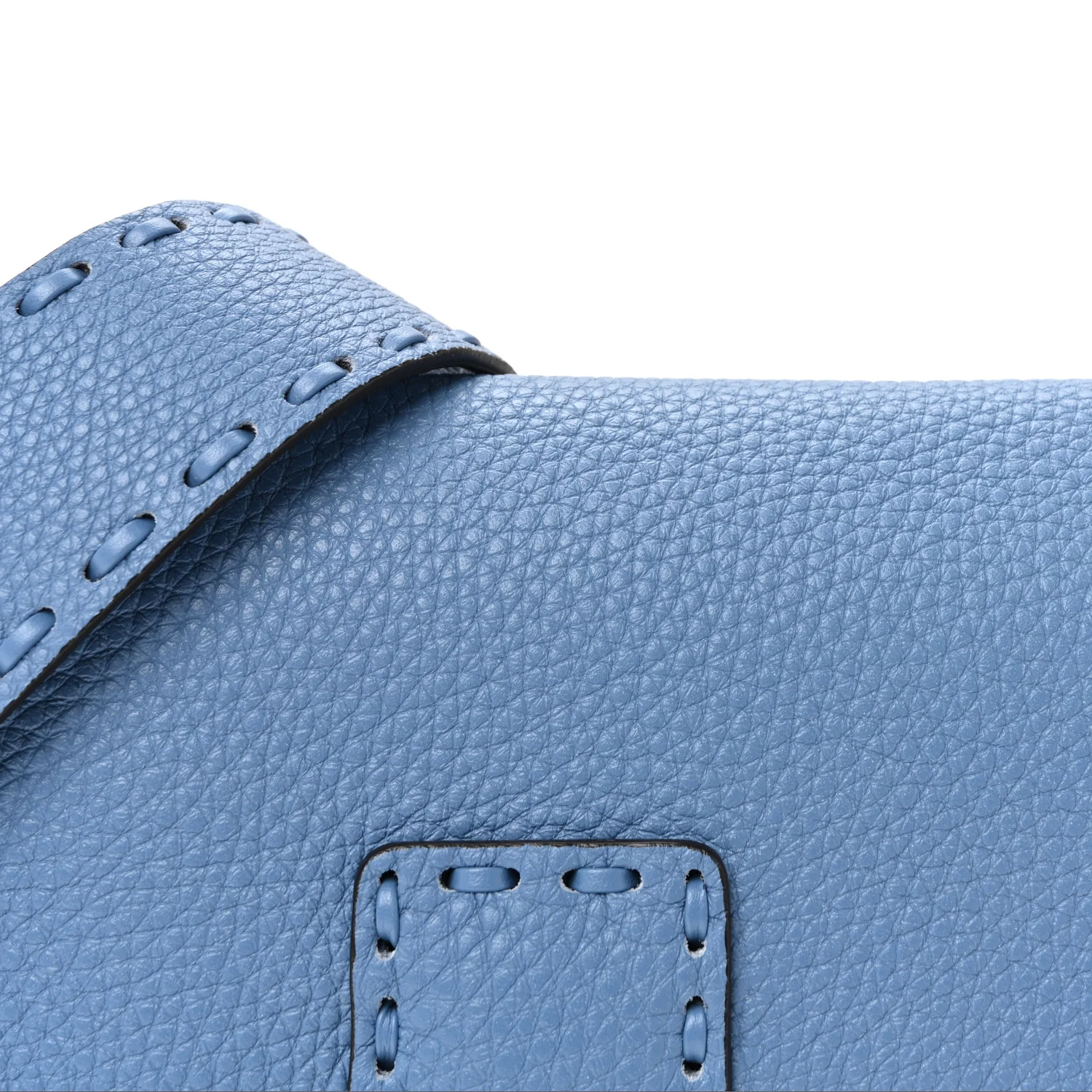 Cuoio Roma Sellerissima Nappa Sintetica Tape Stitch Baguette Placca Argento Blue - Image 7