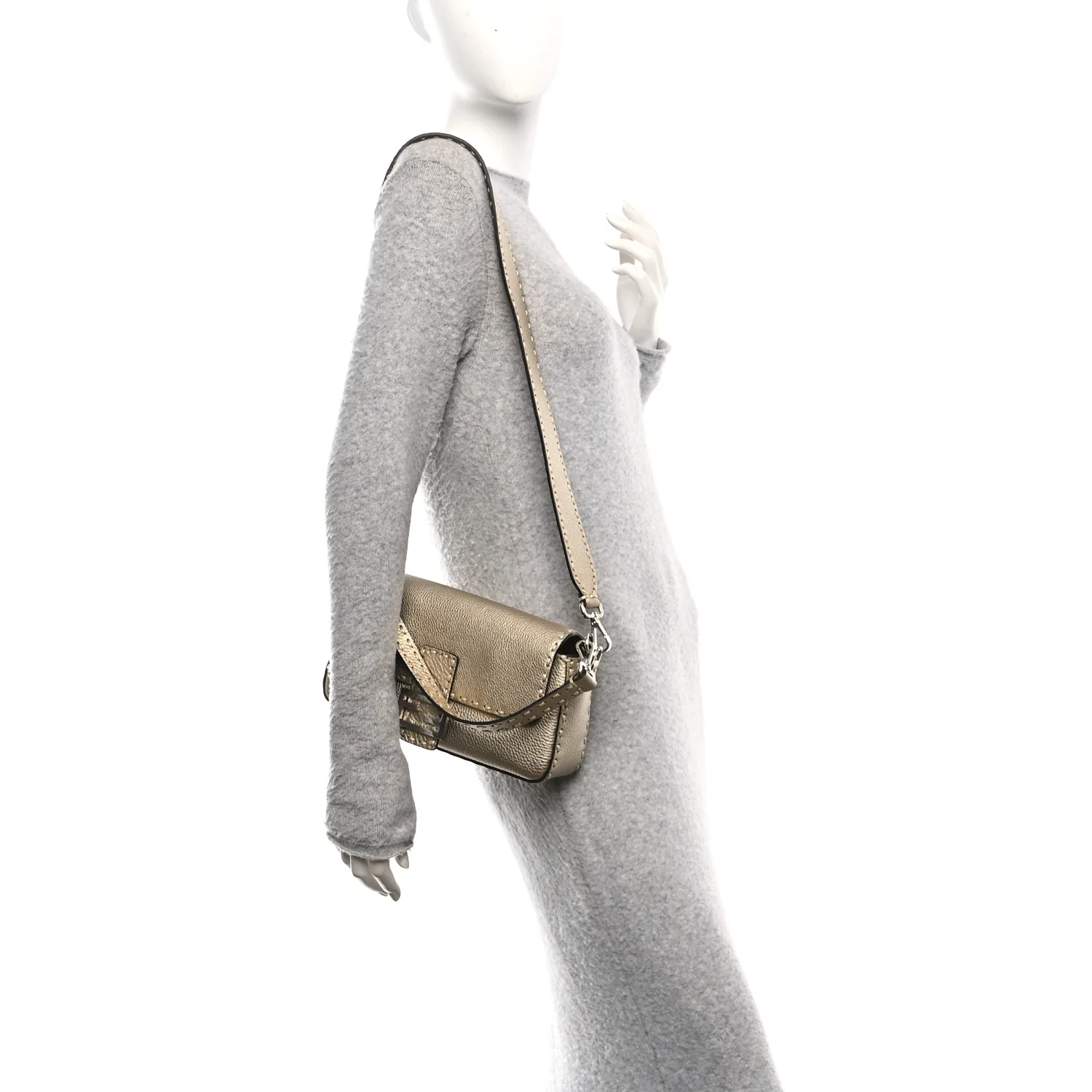 Cuoio Roma Sellerissima Nappa Sintetica Tape Stitch Baguette Platino - Image 2