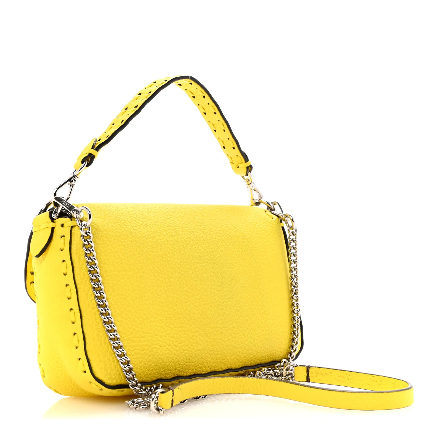Cuoio Roma Sellerissima Nappa Sintetica Tape Stitch Mini Baguette Acid Yellow - Image 3