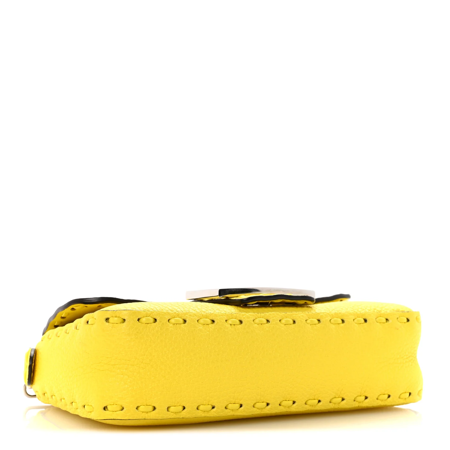 Cuoio Roma Sellerissima Nappa Sintetica Tape Stitch Mini Baguette Acid Yellow - Image 4