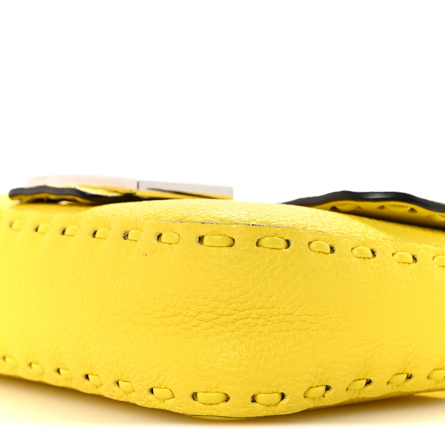 Cuoio Roma Sellerissima Nappa Sintetica Tape Stitch Mini Baguette Acid Yellow - Image 9