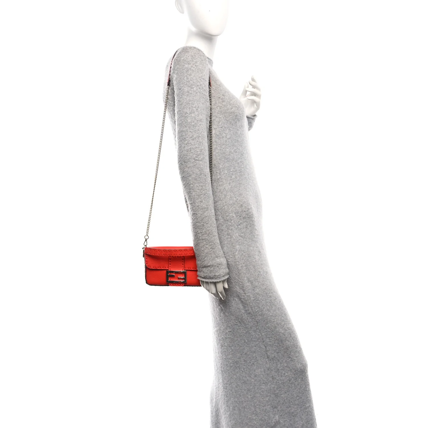 Cuoio Roma Sellerissima Nappa Sintetica Tape Stitch Mini Baguette Orange - Image 2