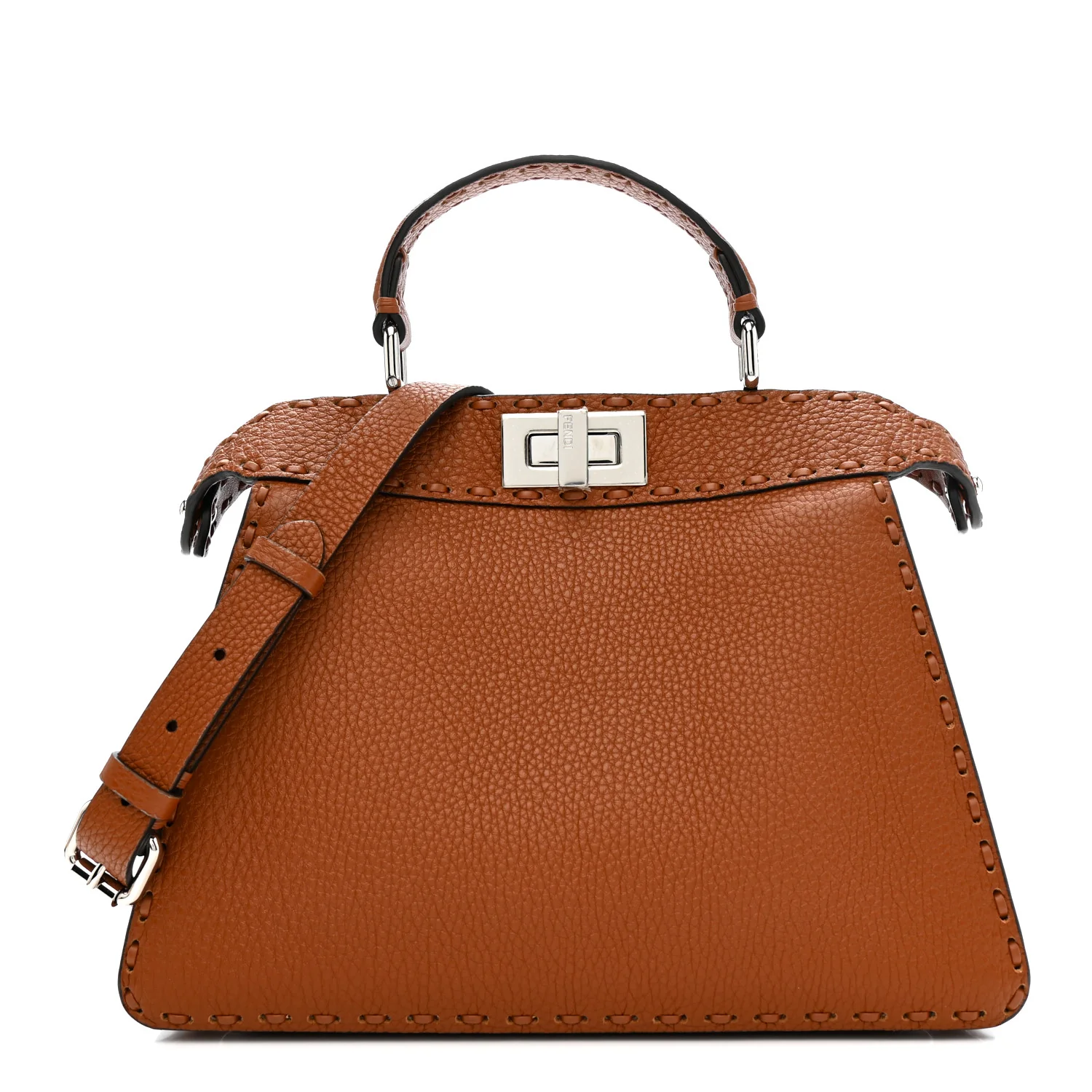 Cuoio Roma Sellerissima Nappa Sintetica Tape Stitch Small Peekaboo I SEE U Satchel Brandy