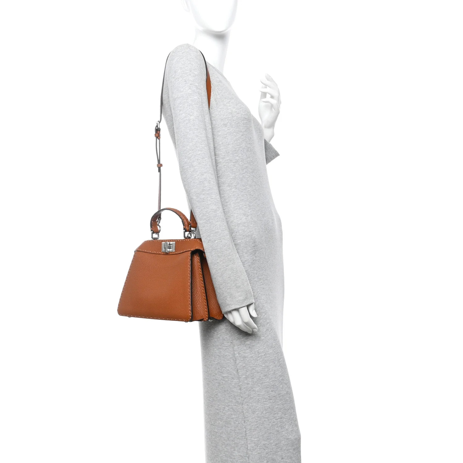 Cuoio Roma Sellerissima Nappa Sintetica Tape Stitch Small Peekaboo I SEE U Satchel Brandy - Image 2