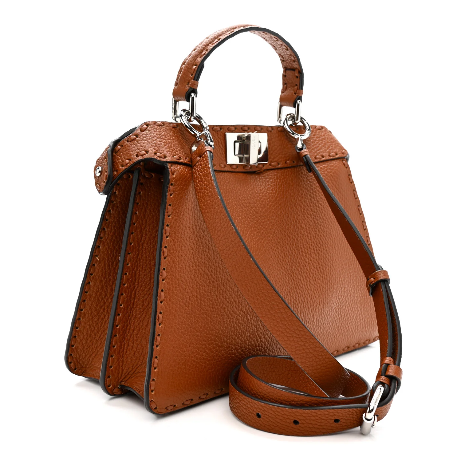 Cuoio Roma Sellerissima Nappa Sintetica Tape Stitch Small Peekaboo I SEE U Satchel Brandy - Image 3
