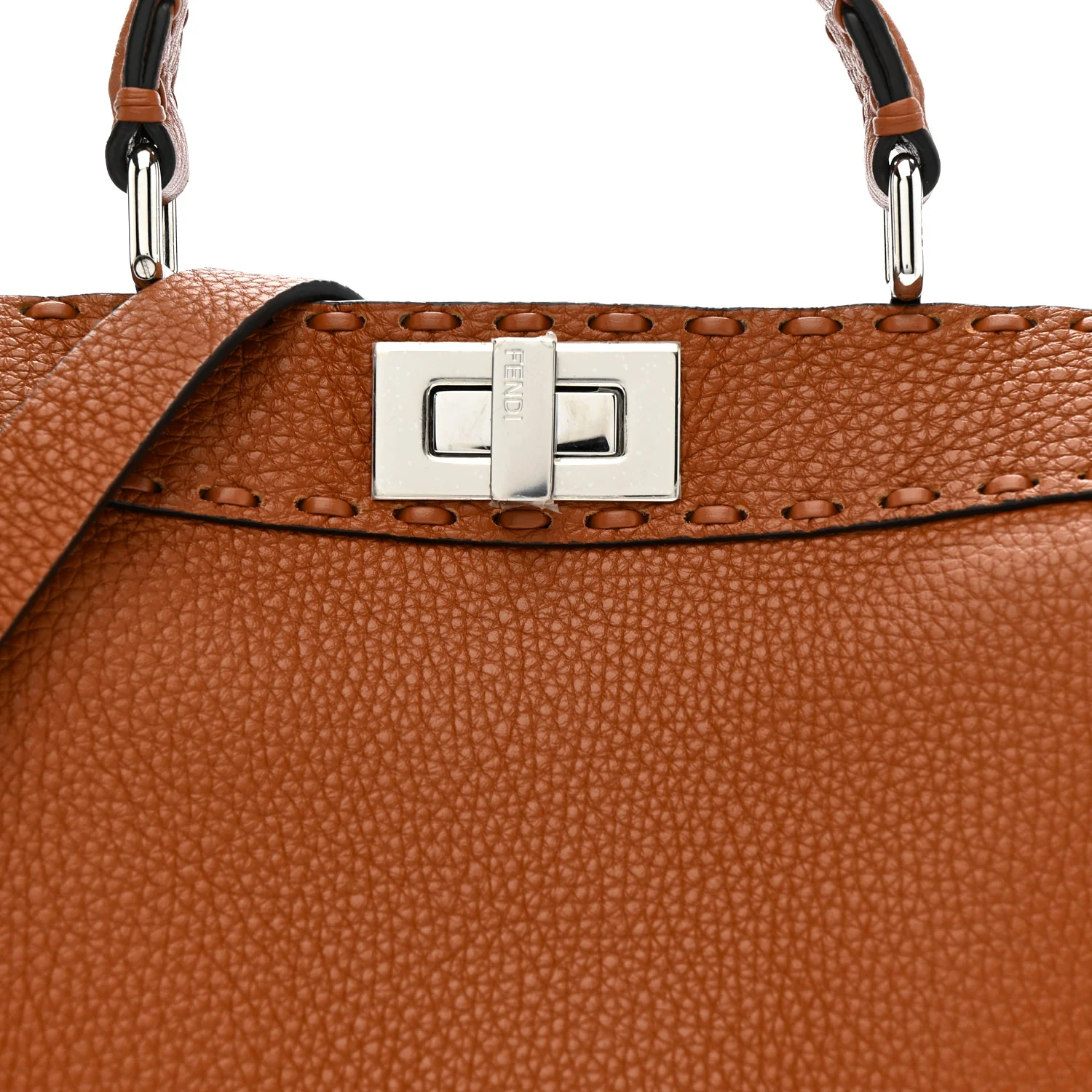 Cuoio Roma Sellerissima Nappa Sintetica Tape Stitch Small Peekaboo I SEE U Satchel Brandy - Image 8