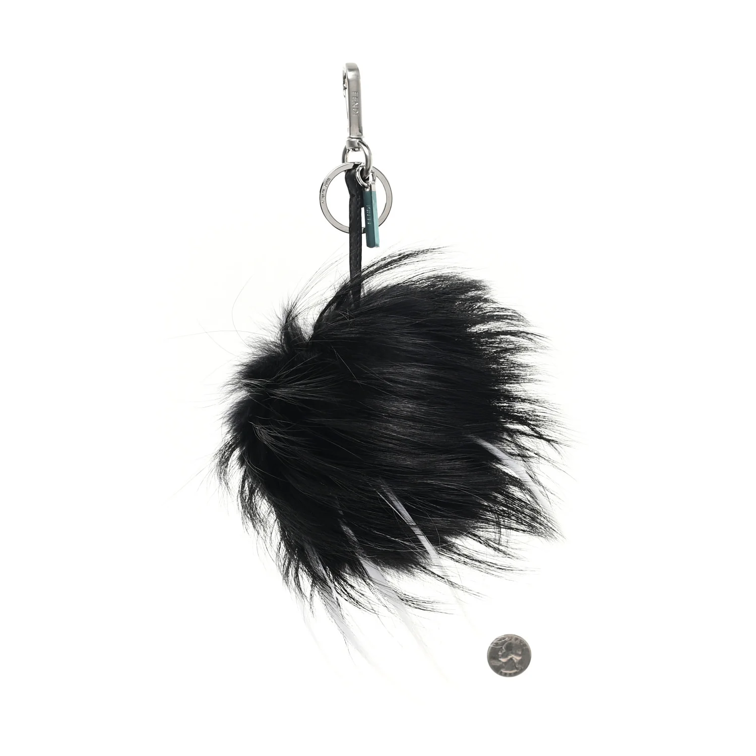 Cuoio Romano Goat Fox Fur Metal Stitch Triangle Monster Eyes Cube Bag Charm Black White - Image 2