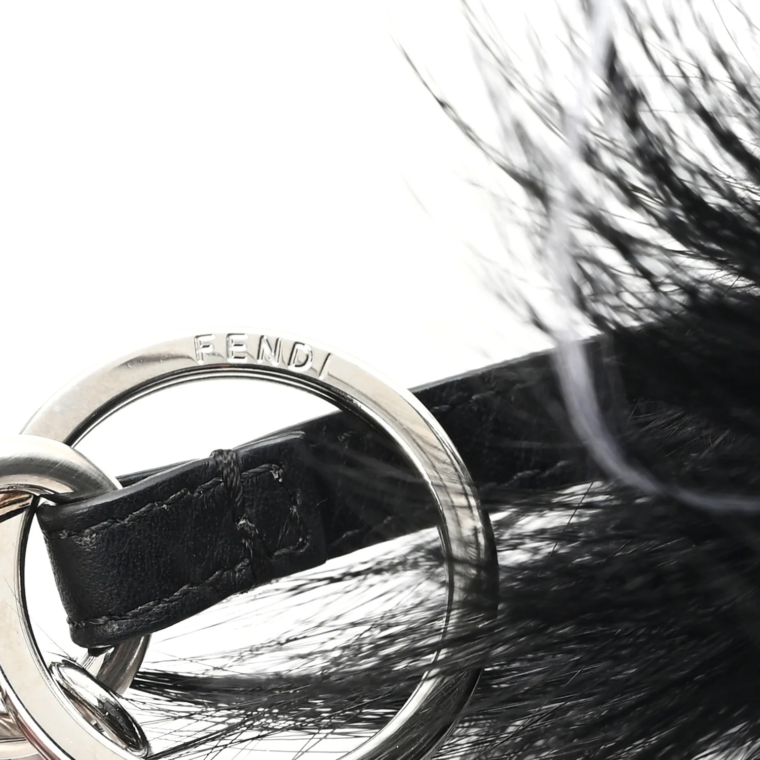Cuoio Romano Goat Fox Fur Metal Stitch Triangle Monster Eyes Cube Bag Charm Black White - Image 3