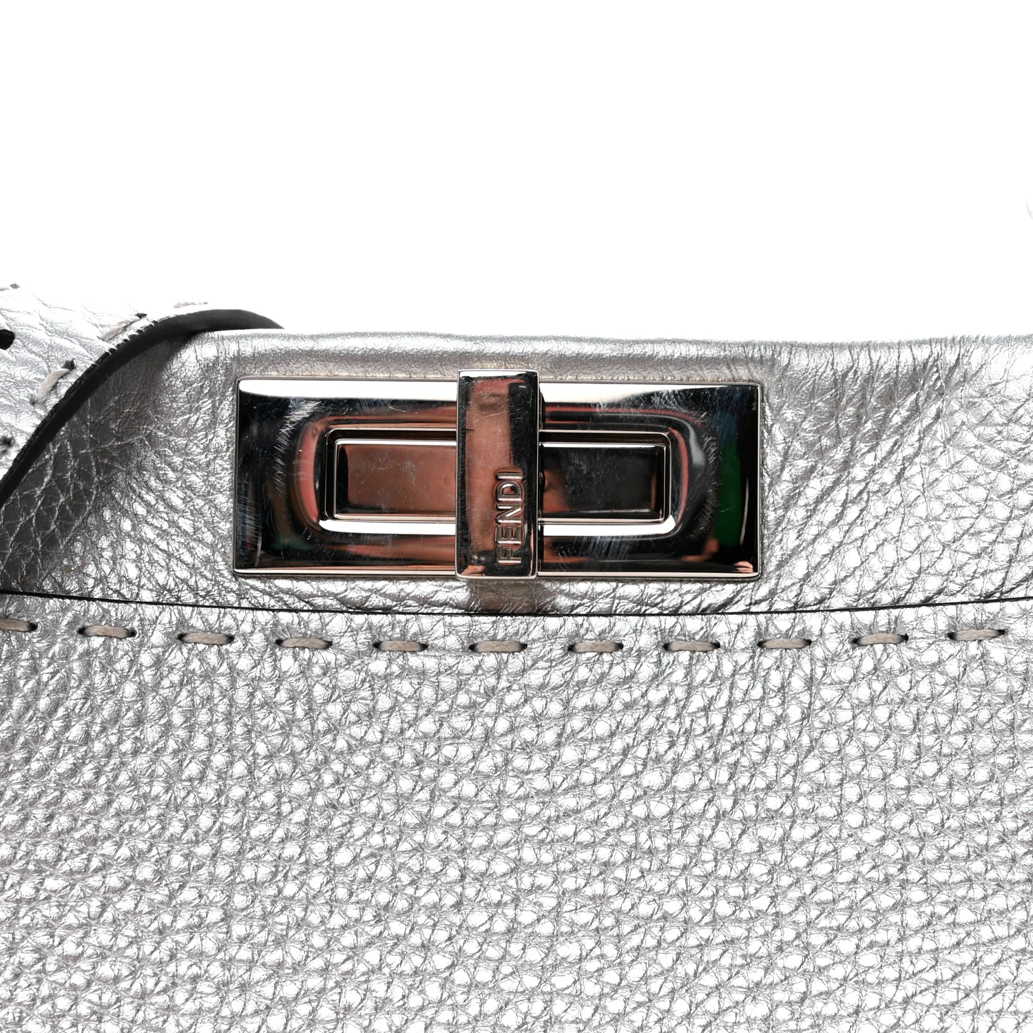 Cuoio Romano Lux Selleria Medium Peekaboo Iconic Satchel Argento - Image 7