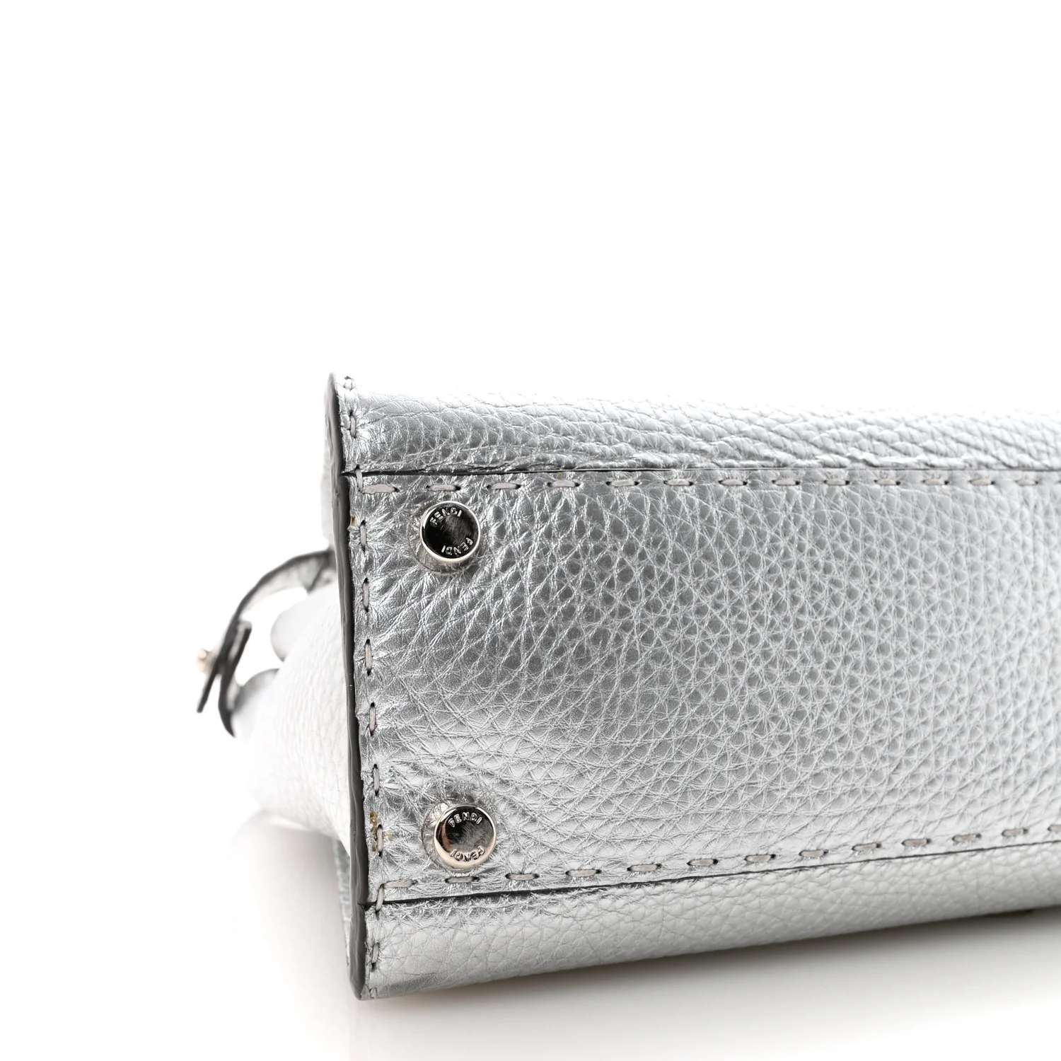 Cuoio Romano Lux Selleria Medium Peekaboo Iconic Satchel Argento - Image 8