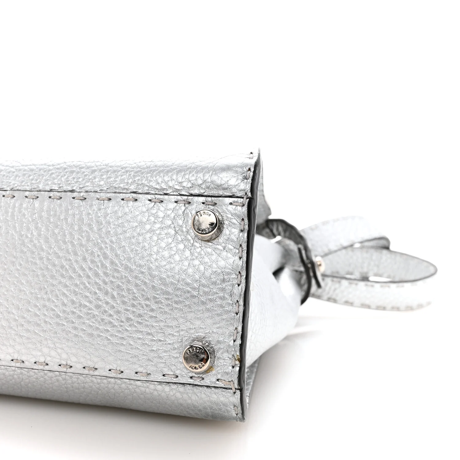 Cuoio Romano Lux Selleria Medium Peekaboo Iconic Satchel Argento - Image 9
