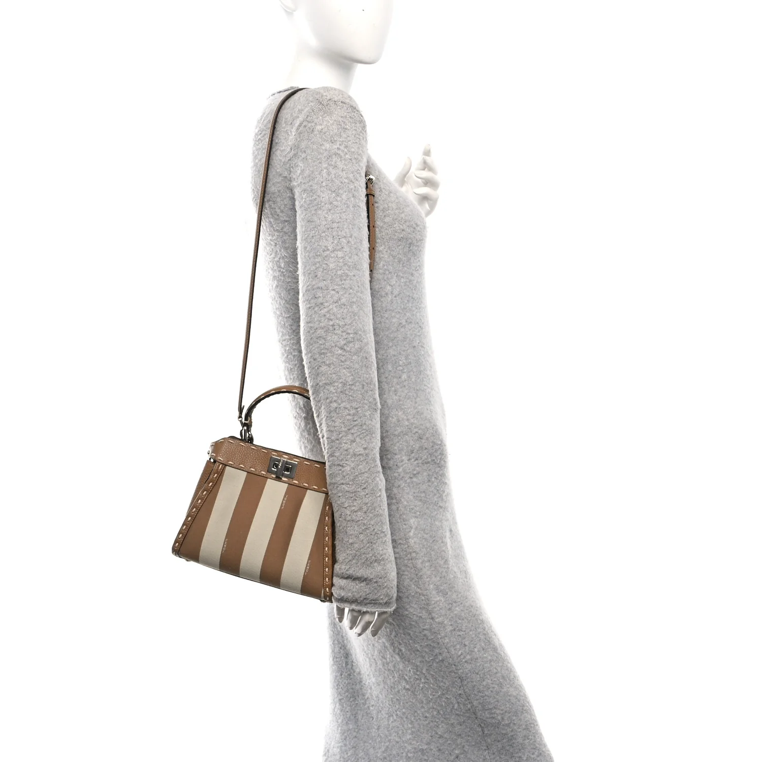 Cuoio Romano Pequin Selleria Mini Peekaboo Iconic Satchel Beige Sand - Image 2