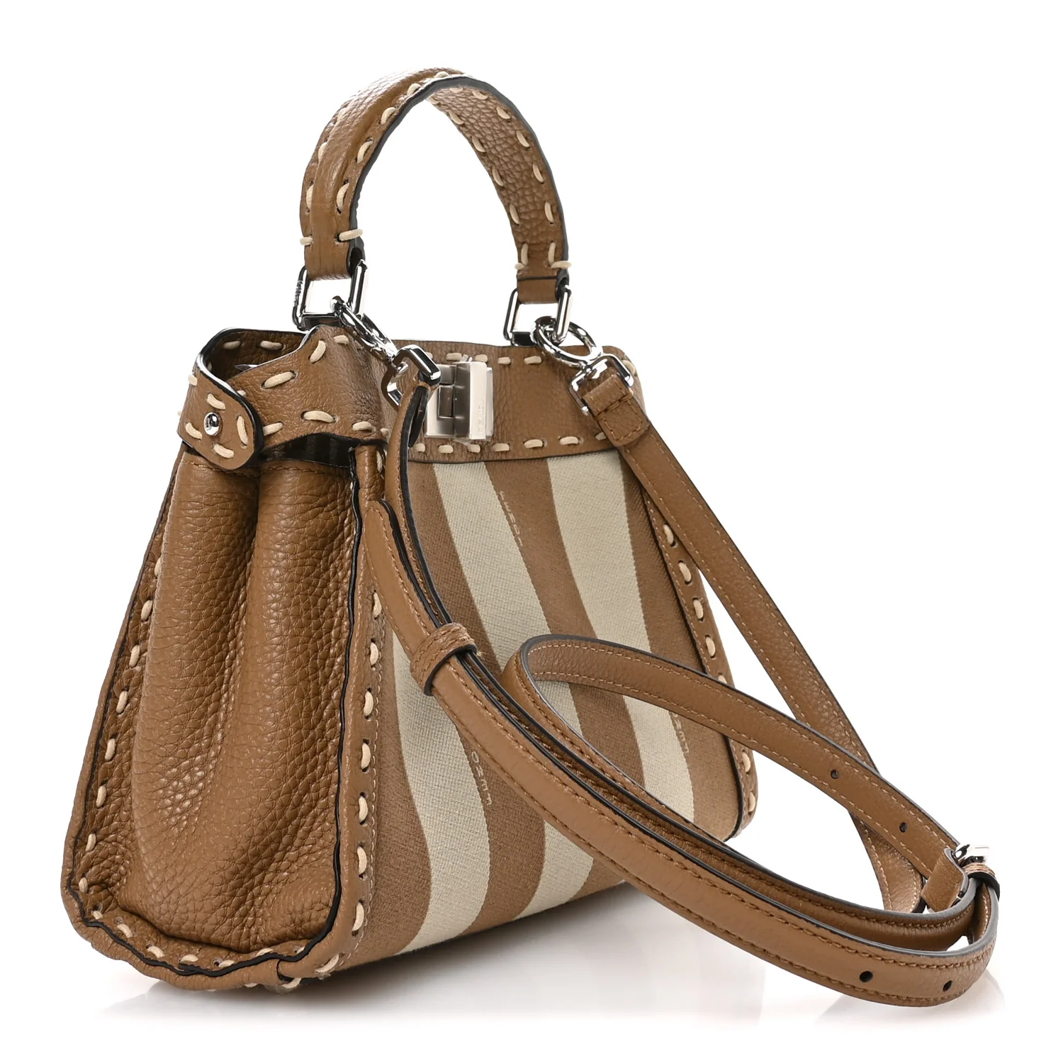 Cuoio Romano Pequin Selleria Mini Peekaboo Iconic Satchel Beige Sand - Image 3