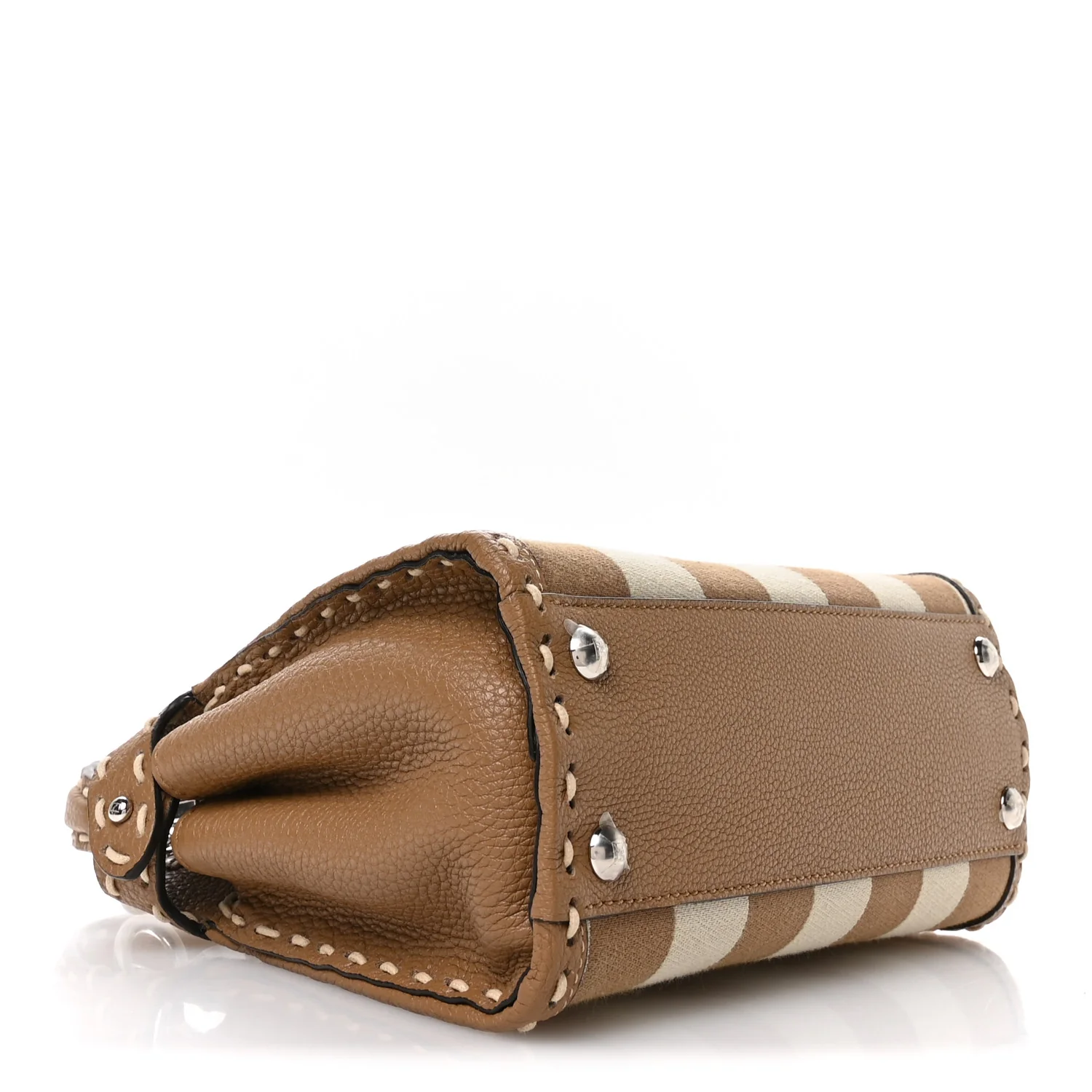 Cuoio Romano Pequin Selleria Mini Peekaboo Iconic Satchel Beige Sand - Image 4