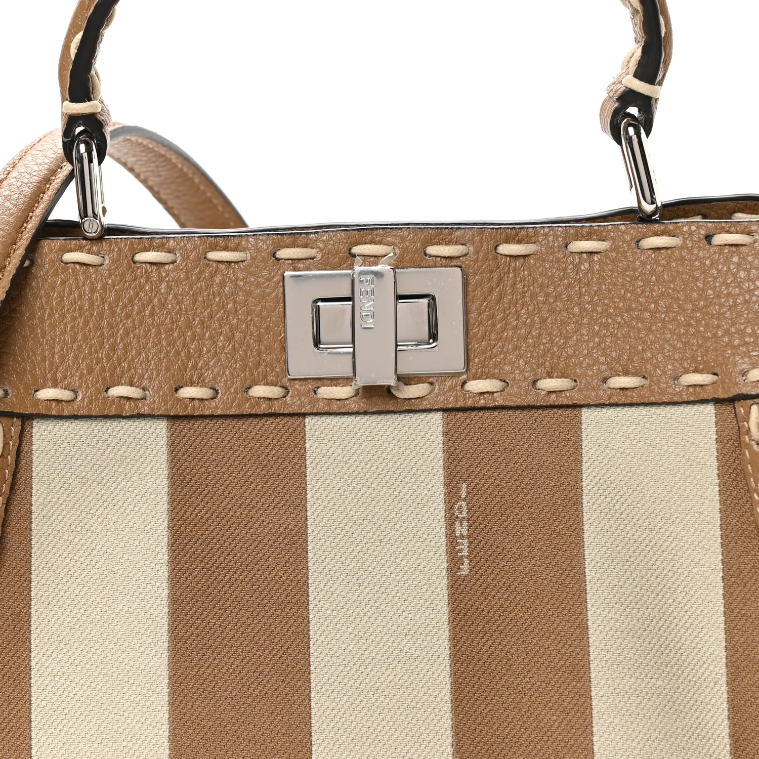 Cuoio Romano Pequin Selleria Mini Peekaboo Iconic Satchel Beige Sand - Image 7
