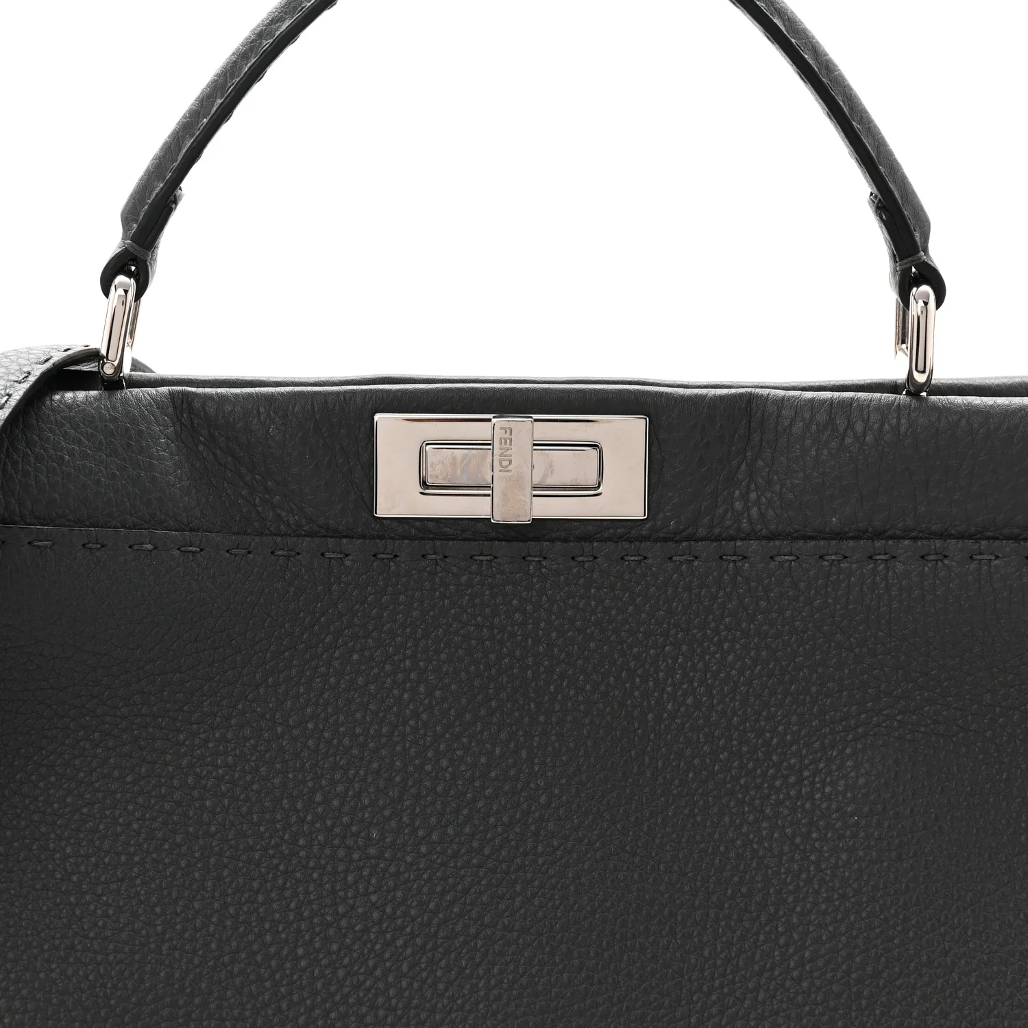 Cuoio Romano Selleria Bi-Color Large Peekaboo Iconic Satchel Asfalto Latte - Image 8