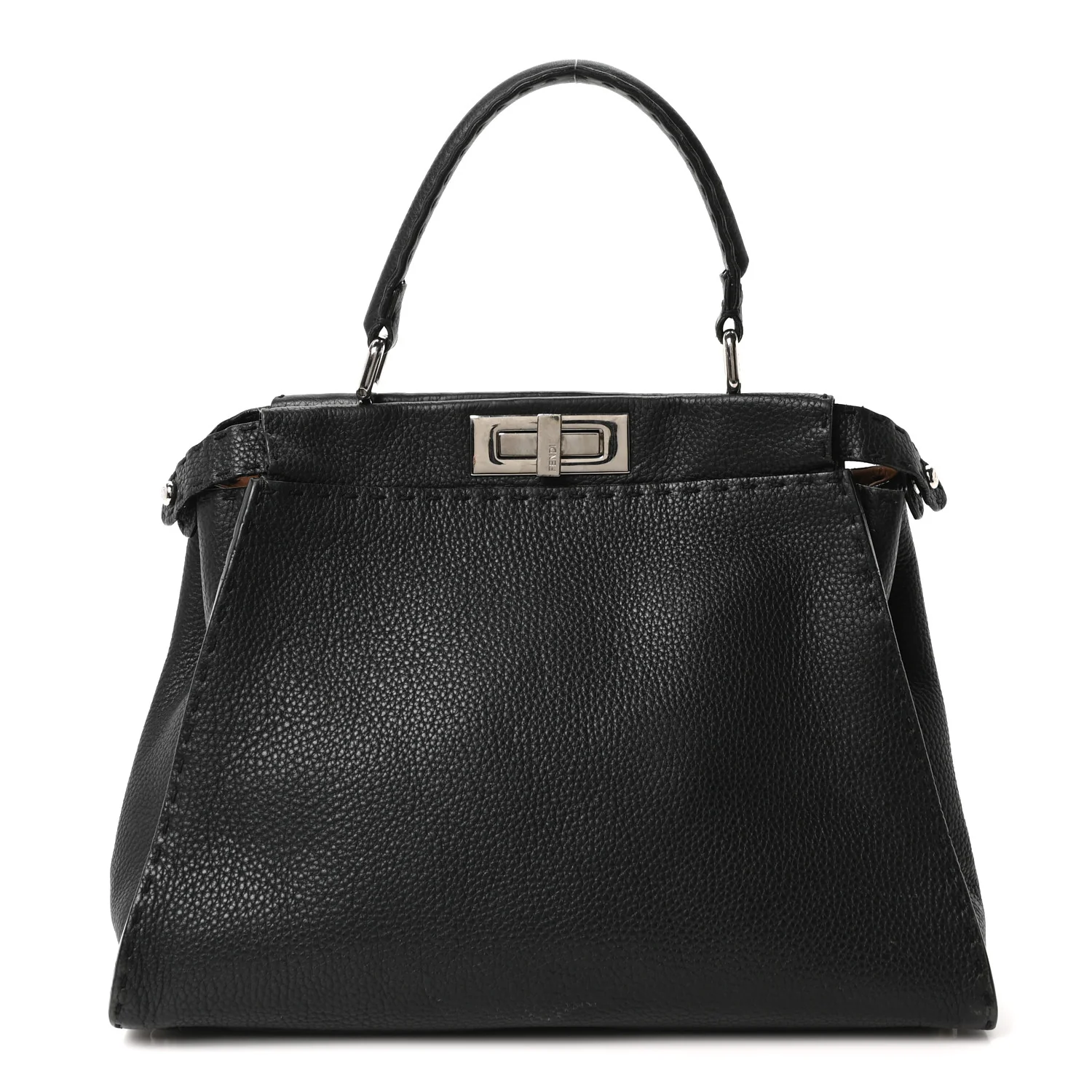 Cuoio Romano Selleria Bi-Color Medium Peekaboo Iconic Satchel Black Mou