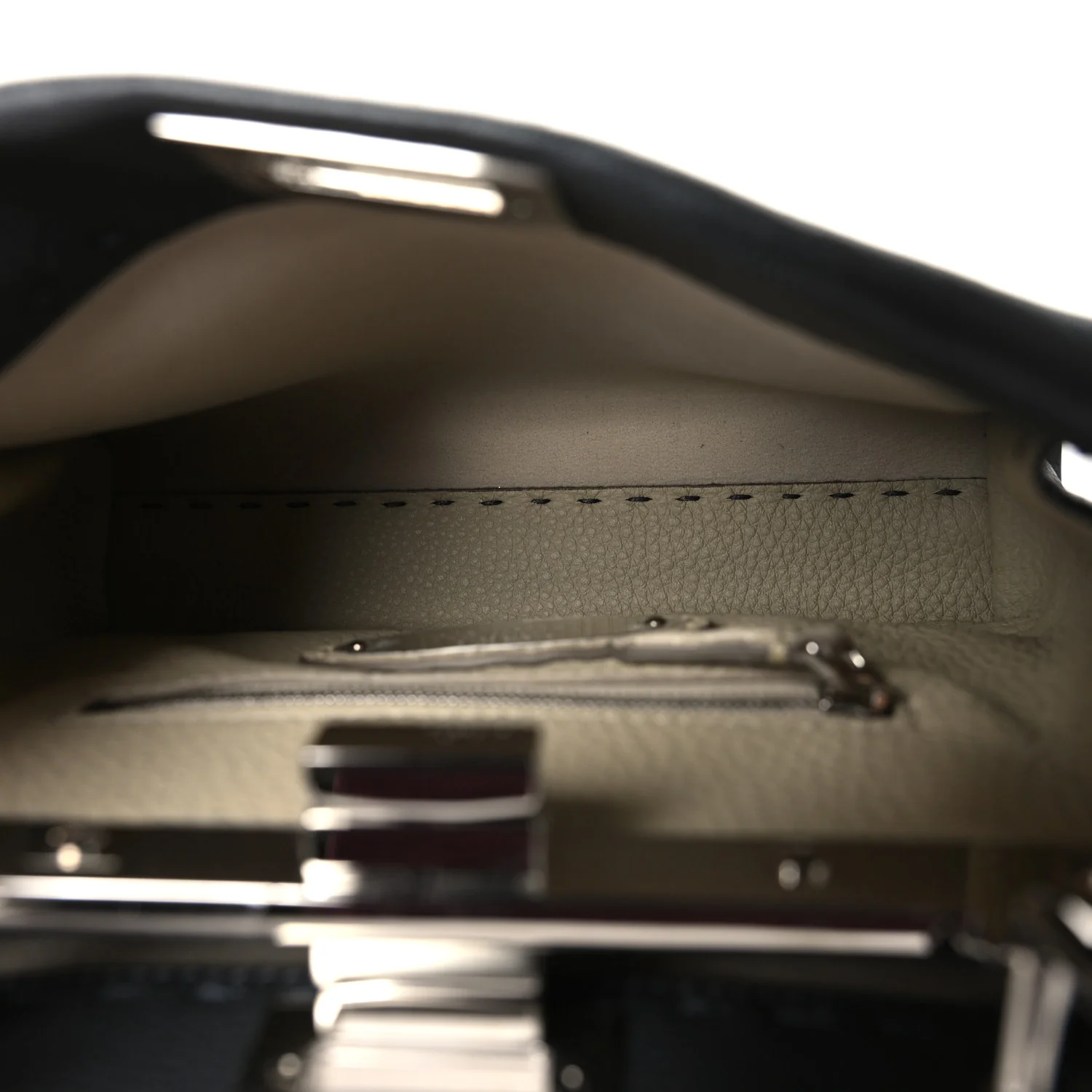 Cuoio Romano Selleria Bi-Color Mini Peekaboo Iconic Satchel Asfalto Latte - Image 5