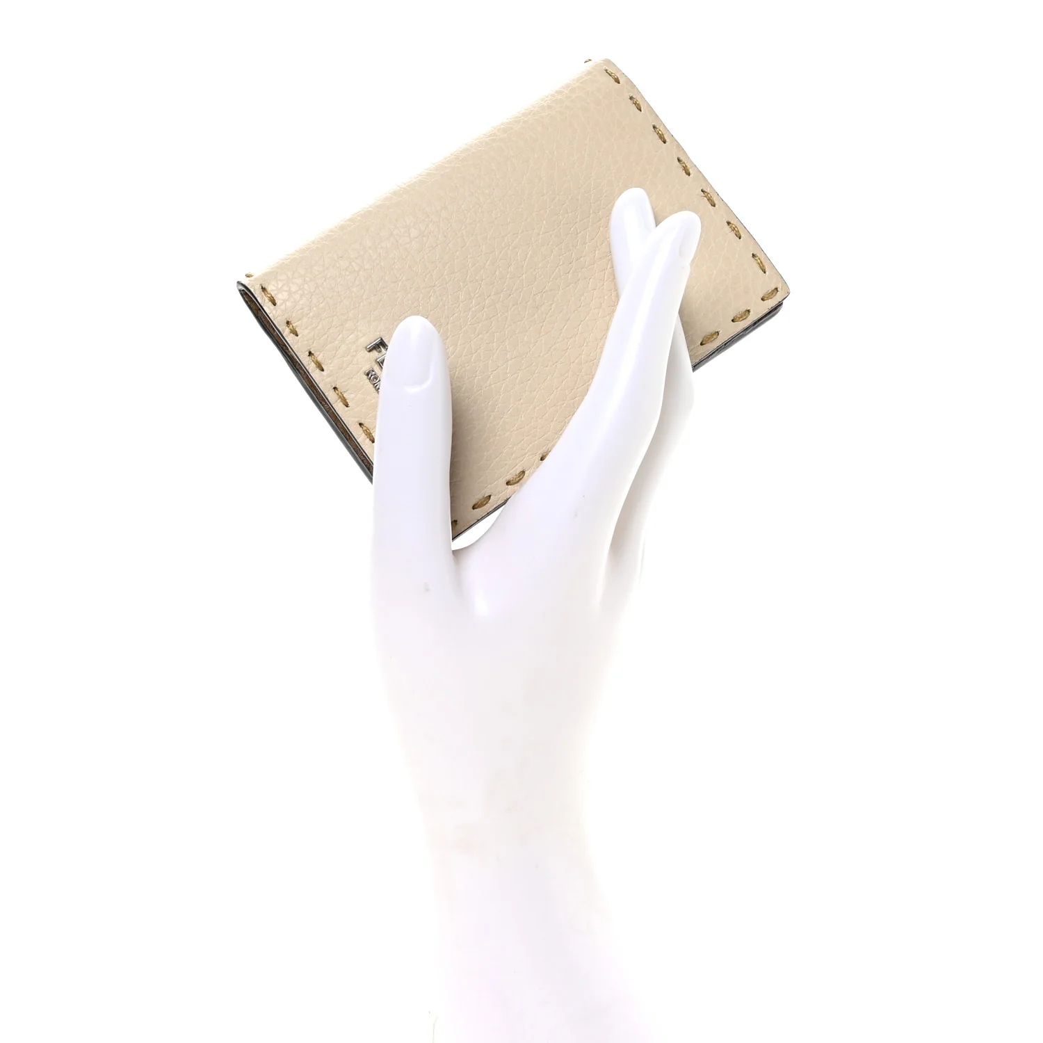 Cuoio Romano Selleria Logo Bi-Color Card Holder Ivory Brown - Image 2
