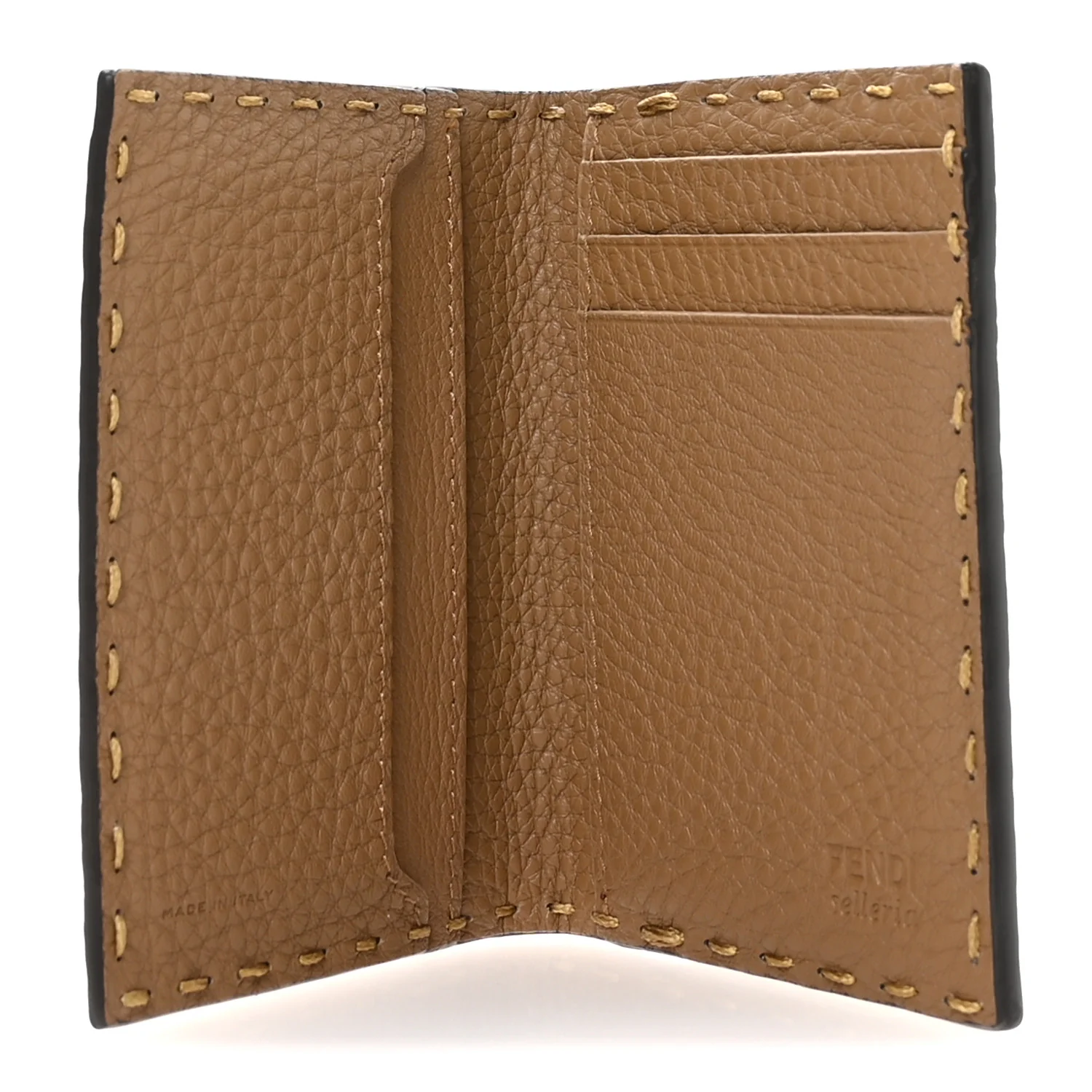 Cuoio Romano Selleria Logo Bi-Color Card Holder Ivory Brown - Image 5
