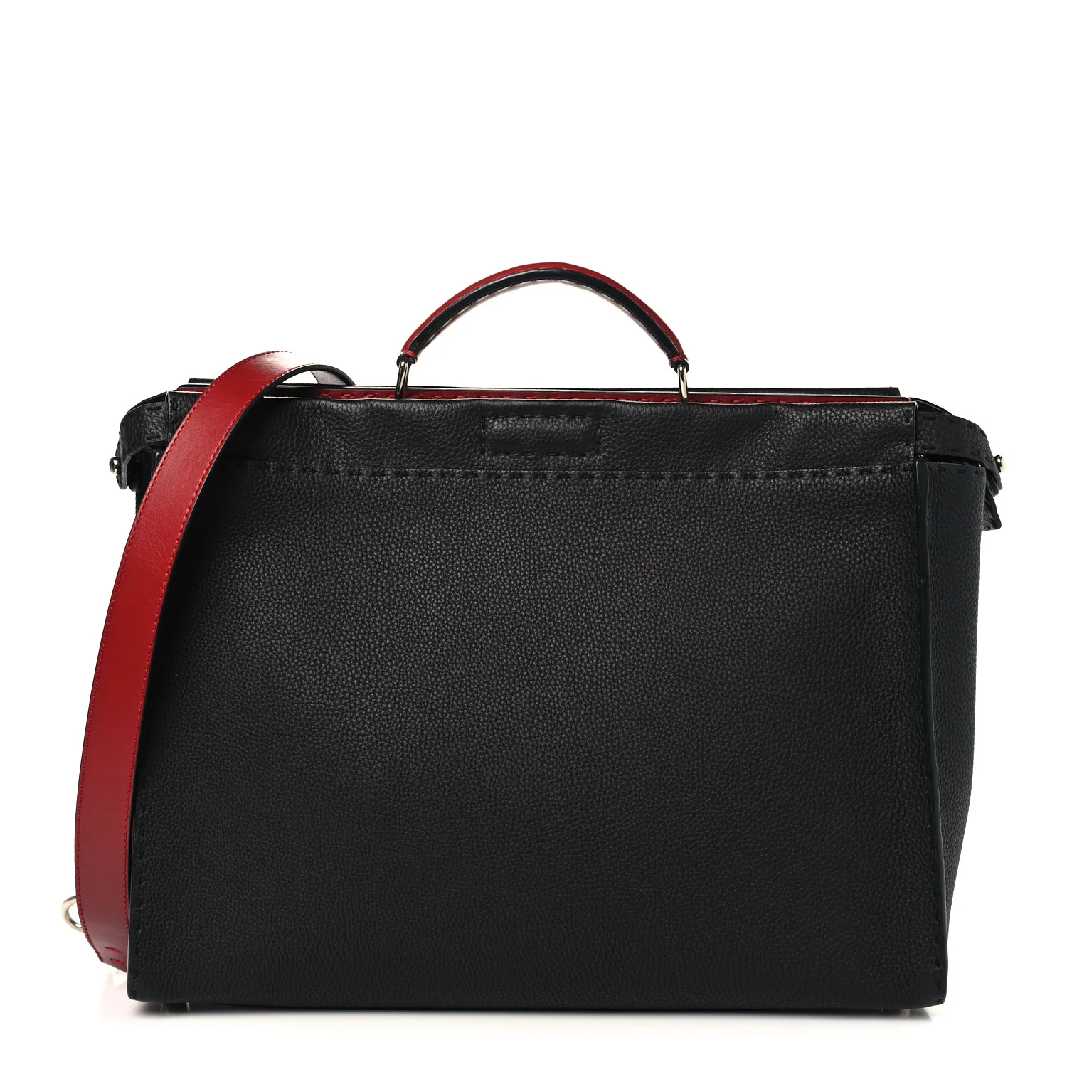 Cuoio Romano Selleria Vitello Zeus Large Mens Peekaboo Iconic Essential Satchel Black Rosso