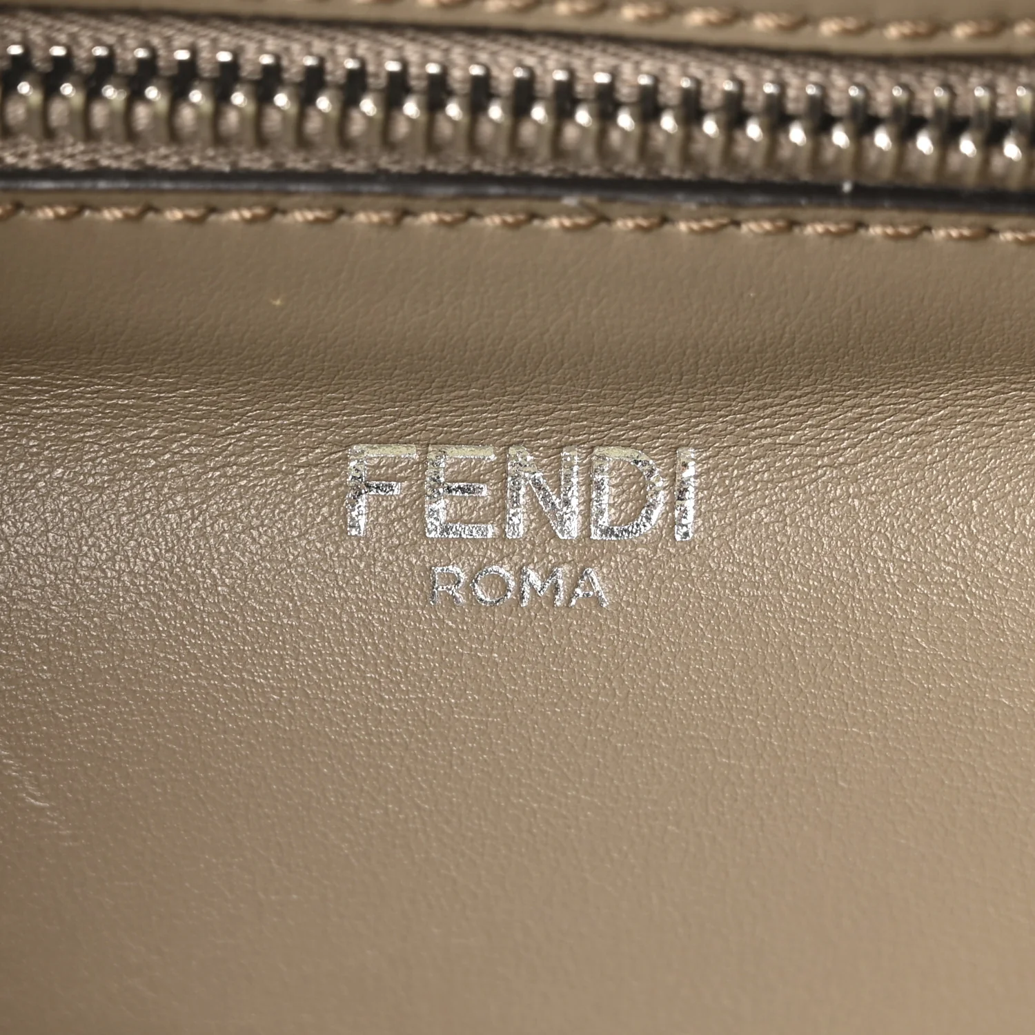 Cuoio Romano Vitello Cover Glazed Fabric Bi-Color FF 1974 Mini Peekaboo I SEE U Satchel Tartufo Banana Tobacco Moro - Image 6