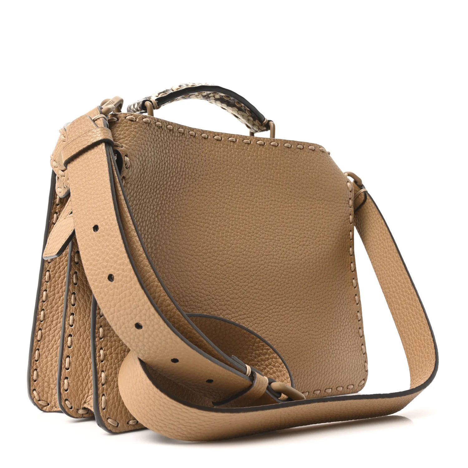 Cuoio Romano Vitello Elaphe Cover Sellerissima Monochrome Mini Peekaboo I SEE U Satchel Cammello - Image 3
