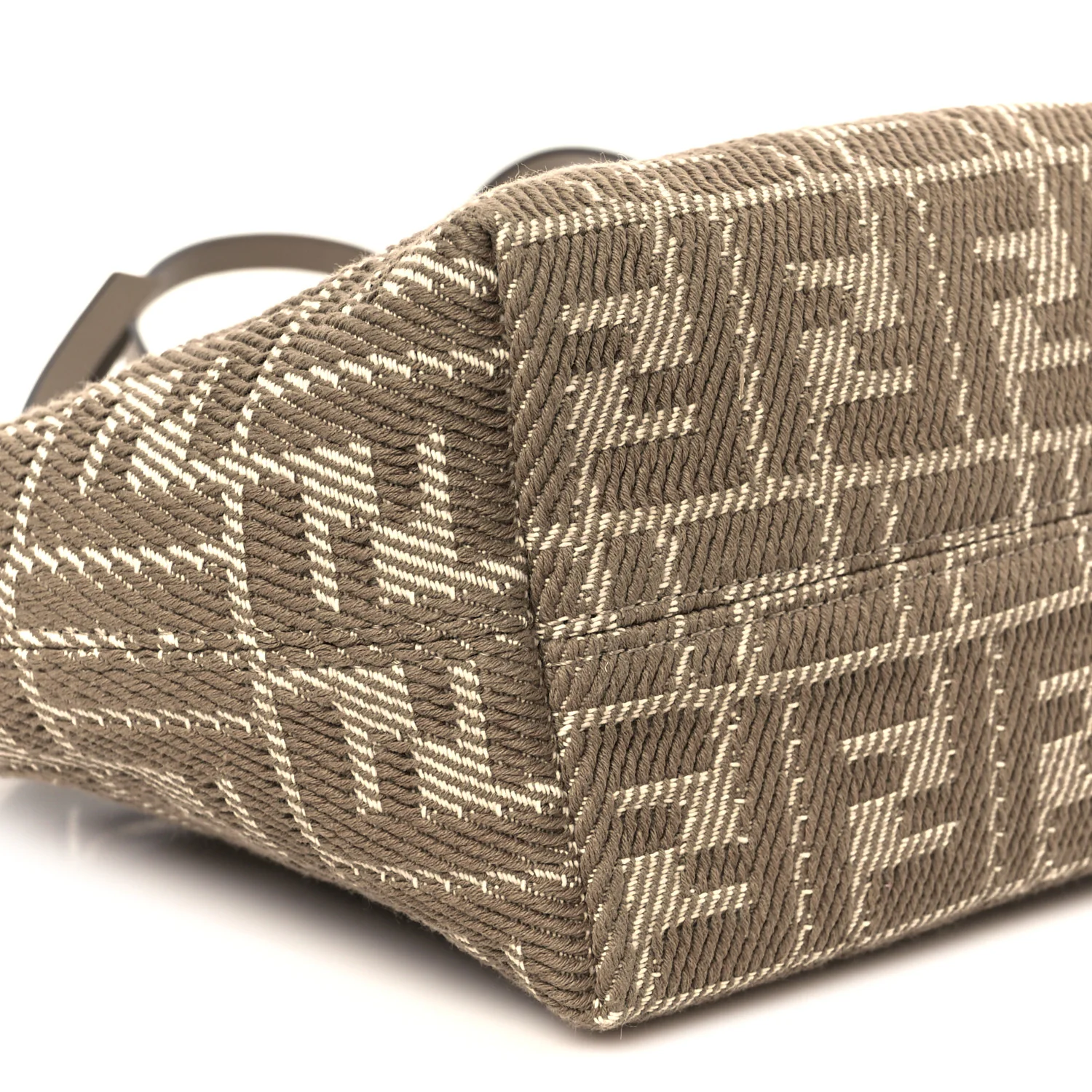 Denim Jacquard FF Effect Vitello Grace Mini Roll Tote Dove White Dove - Image 10