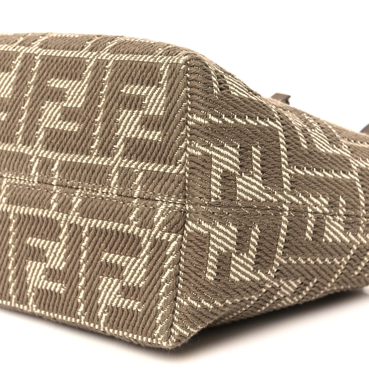 Denim Jacquard FF Effect Vitello Grace Mini Roll Tote Dove White Dove - Image 11