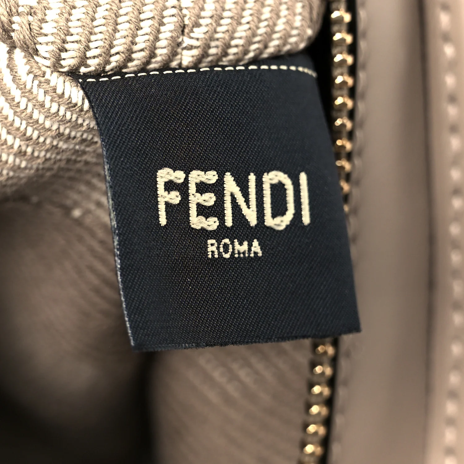 Denim Jacquard FF Effect Vitello Grace Mini Roll Tote Dove White Dove - Image 8