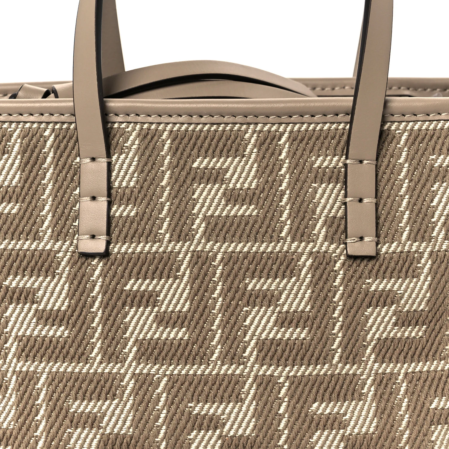 Denim Jacquard FF Effect Vitello Grace Mini Roll Tote Dove White Dove - Image 9