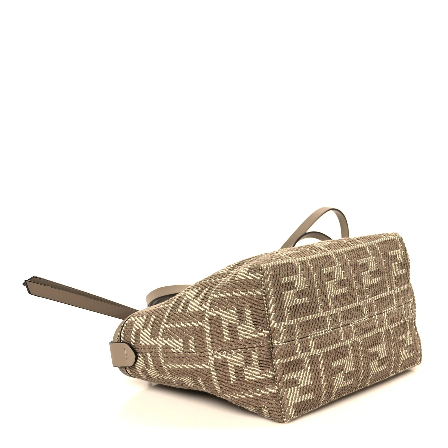 Denim Jacquard FF Effect Vitello Grace Mini Roll Tote Dove White Dove - Image 4