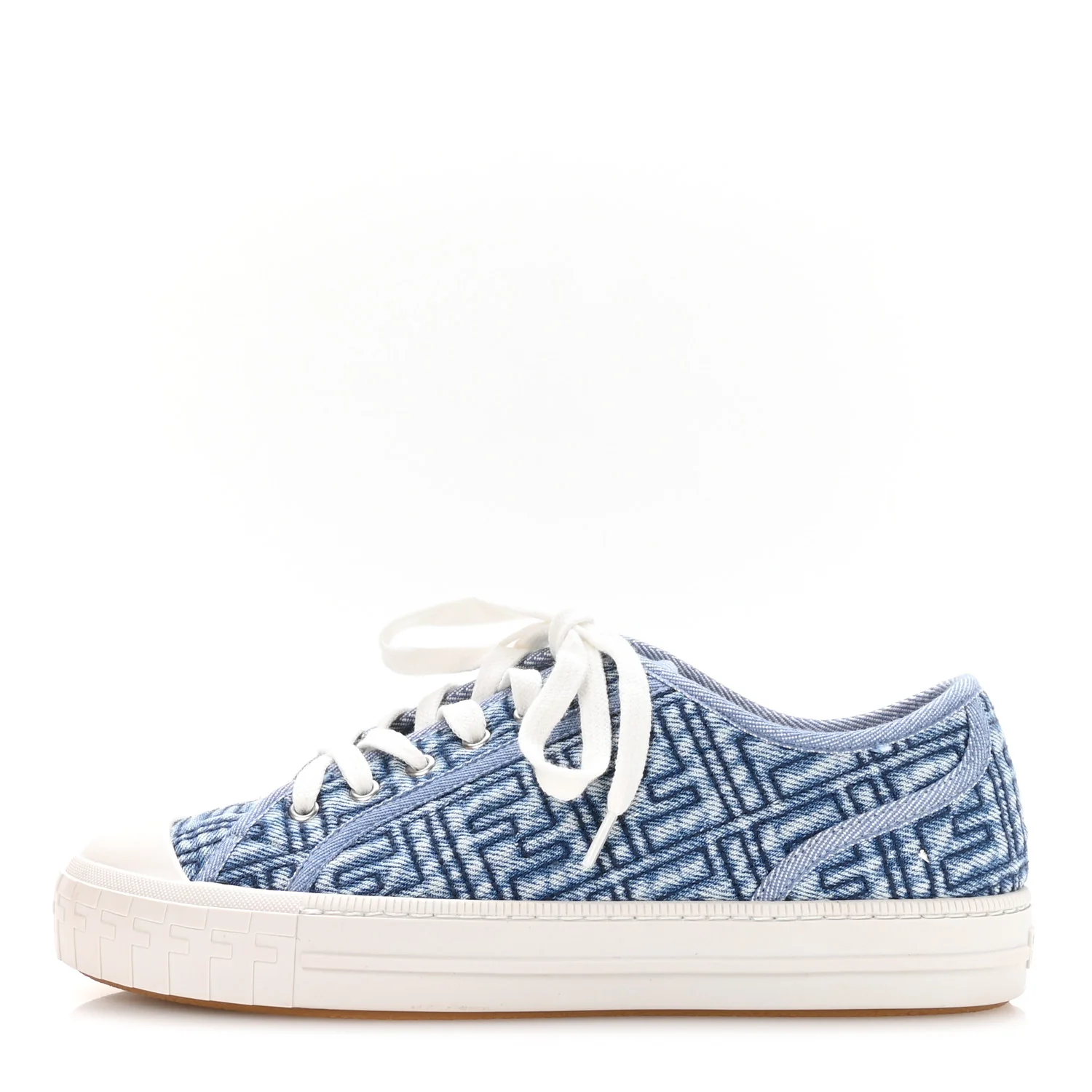 Denim Jacquard FF Matelasse Womens Domino Low Top Sneakers 37.5 Blue Navy