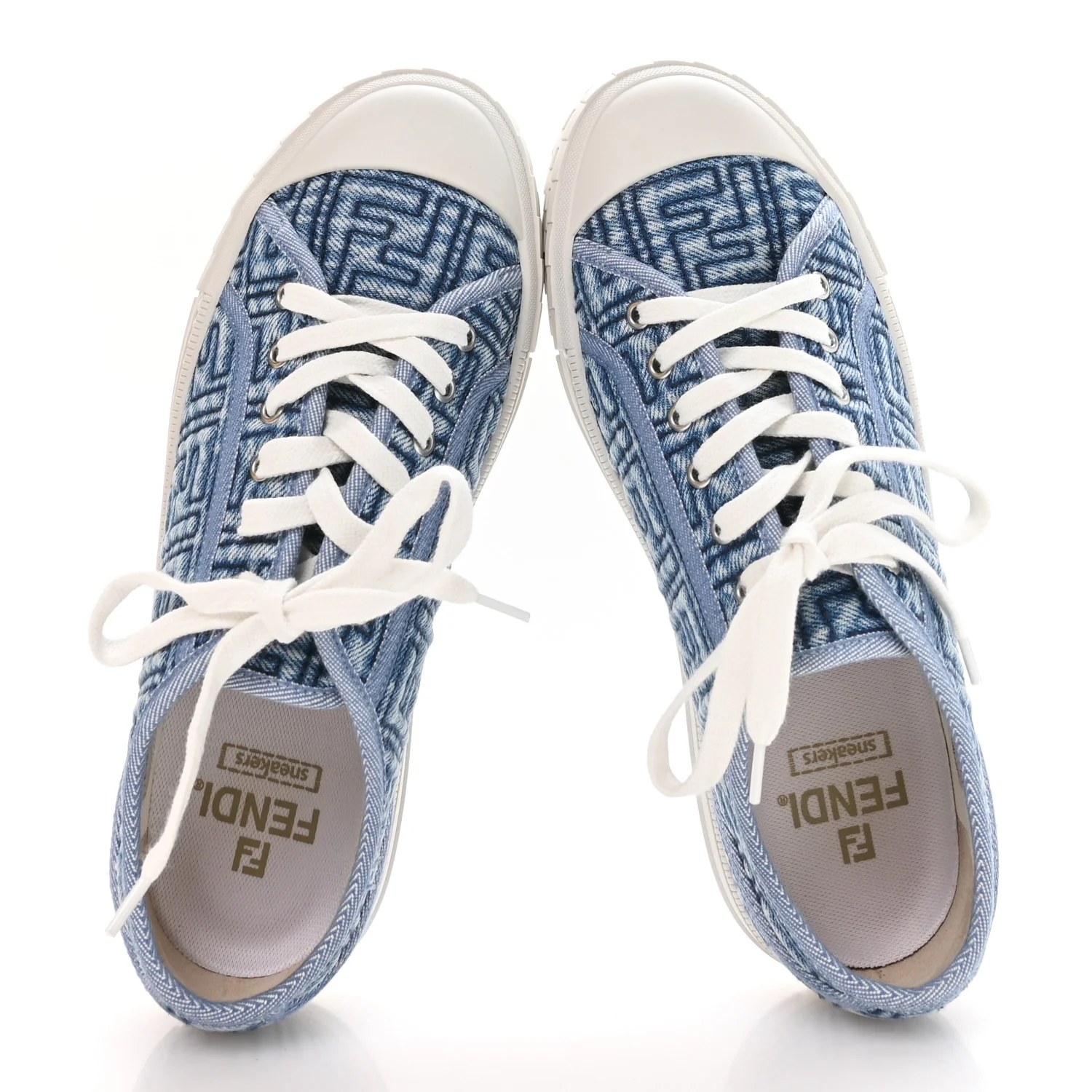 Denim Jacquard FF Matelasse Womens Domino Low Top Sneakers 37.5 Blue Navy - Image 2