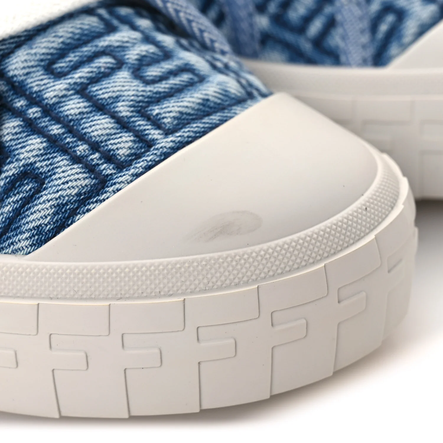 Denim Jacquard FF Matelasse Womens Domino Low Top Sneakers 38 Blue Navy - Image 11