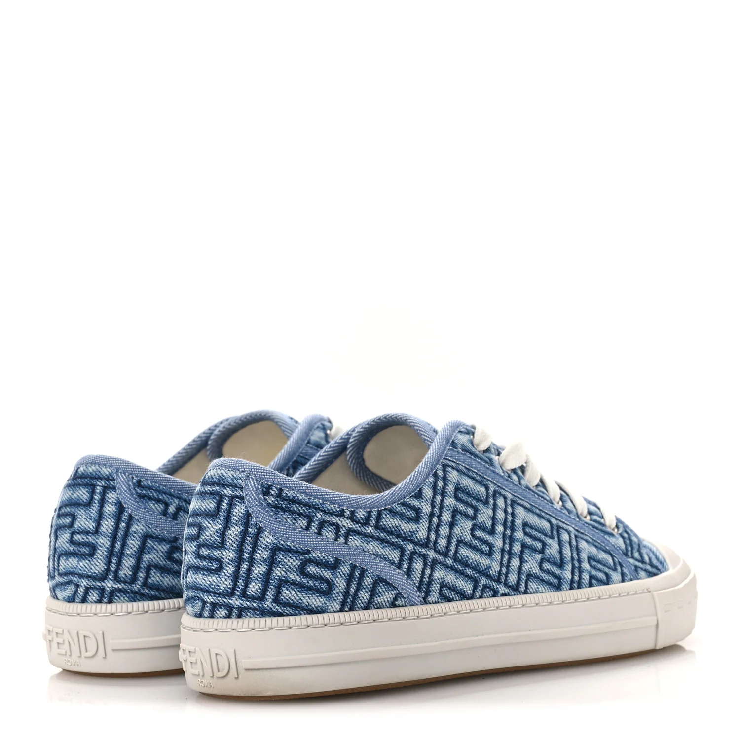 Denim Jacquard FF Matelasse Womens Domino Low Top Sneakers 38 Blue Navy - Image 5