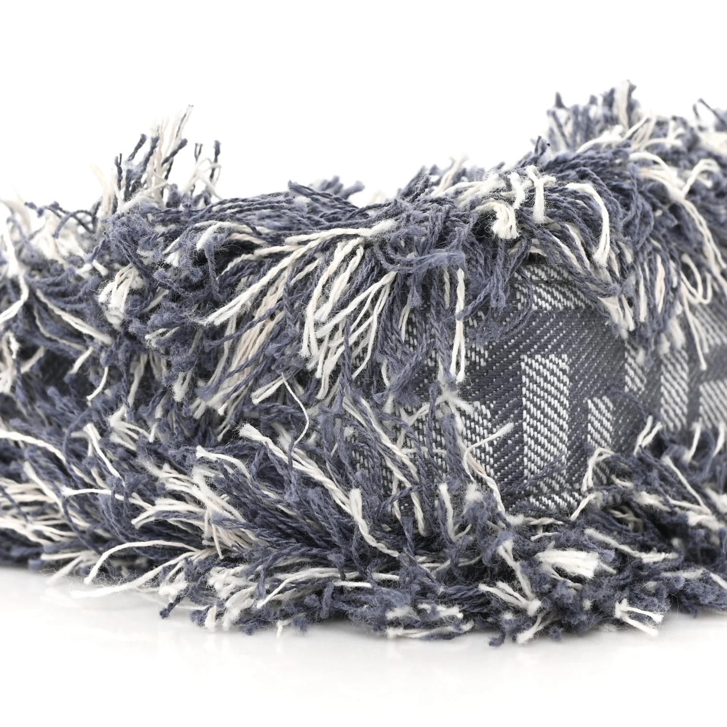 Denim Vitello Fringe FF Embroidered Baguette Pouch Myrtle Dark Nut - Image 8