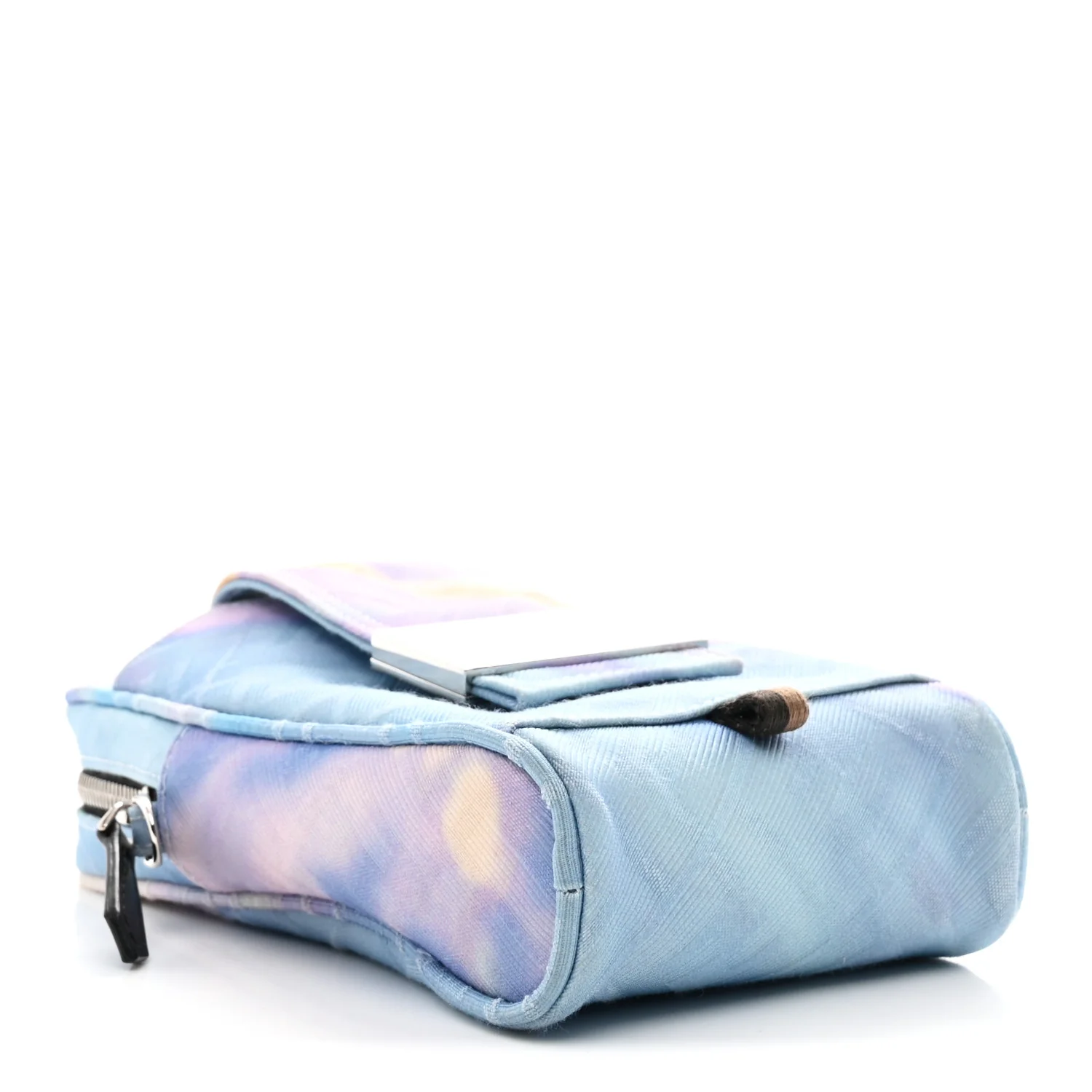 Econyl Nylon Cuoio Romano Baguette Crossbody Phone Pouch Azzurro - Image 4