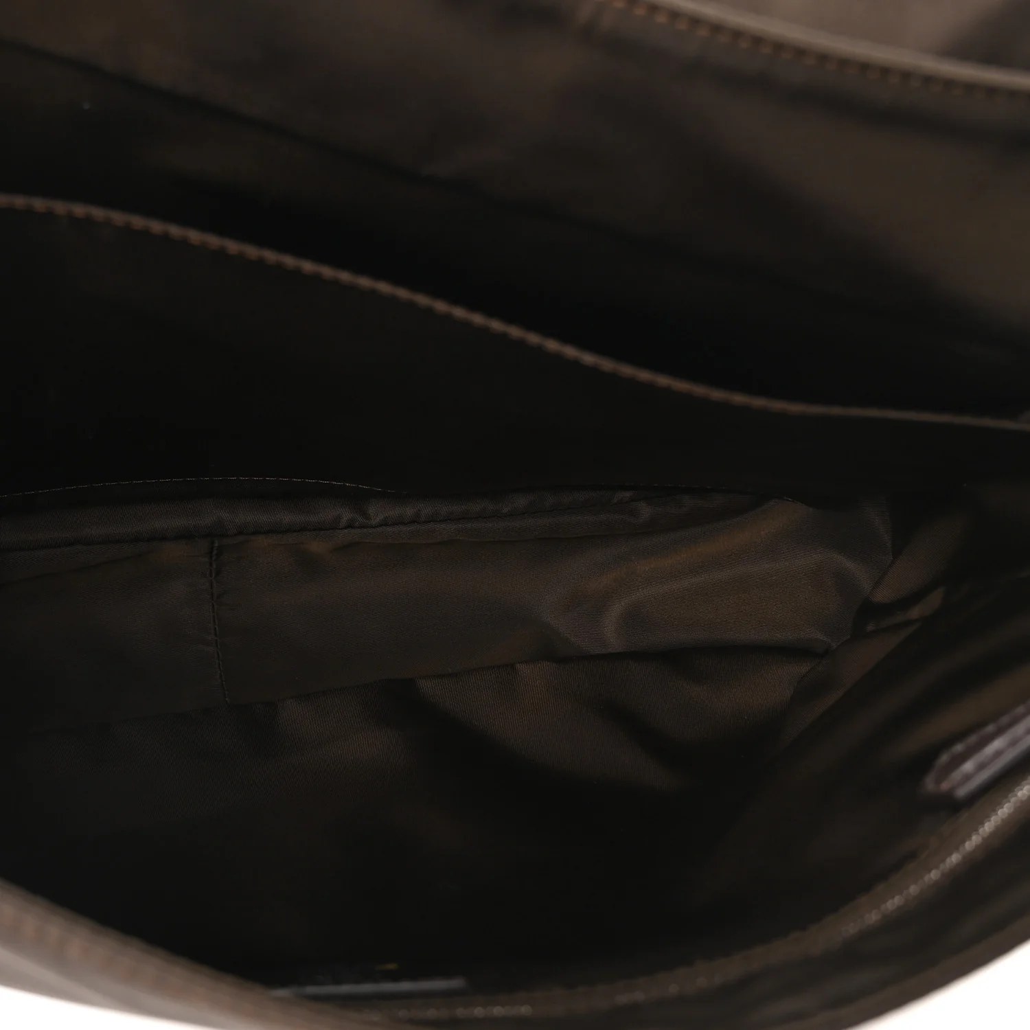 Econyl Nylon Cuoio Romano Monochrome Large Baguette Messenger Bag Ebano - Image 5