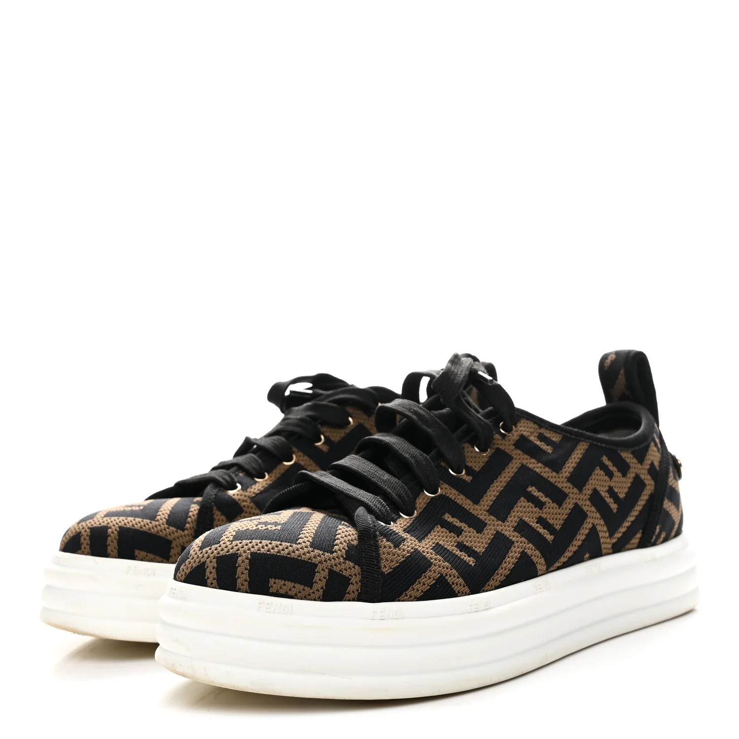 Fabric FF Micro-Perforated Rise Low Top Sneakers 38.5 Tobacco Black - Image 4