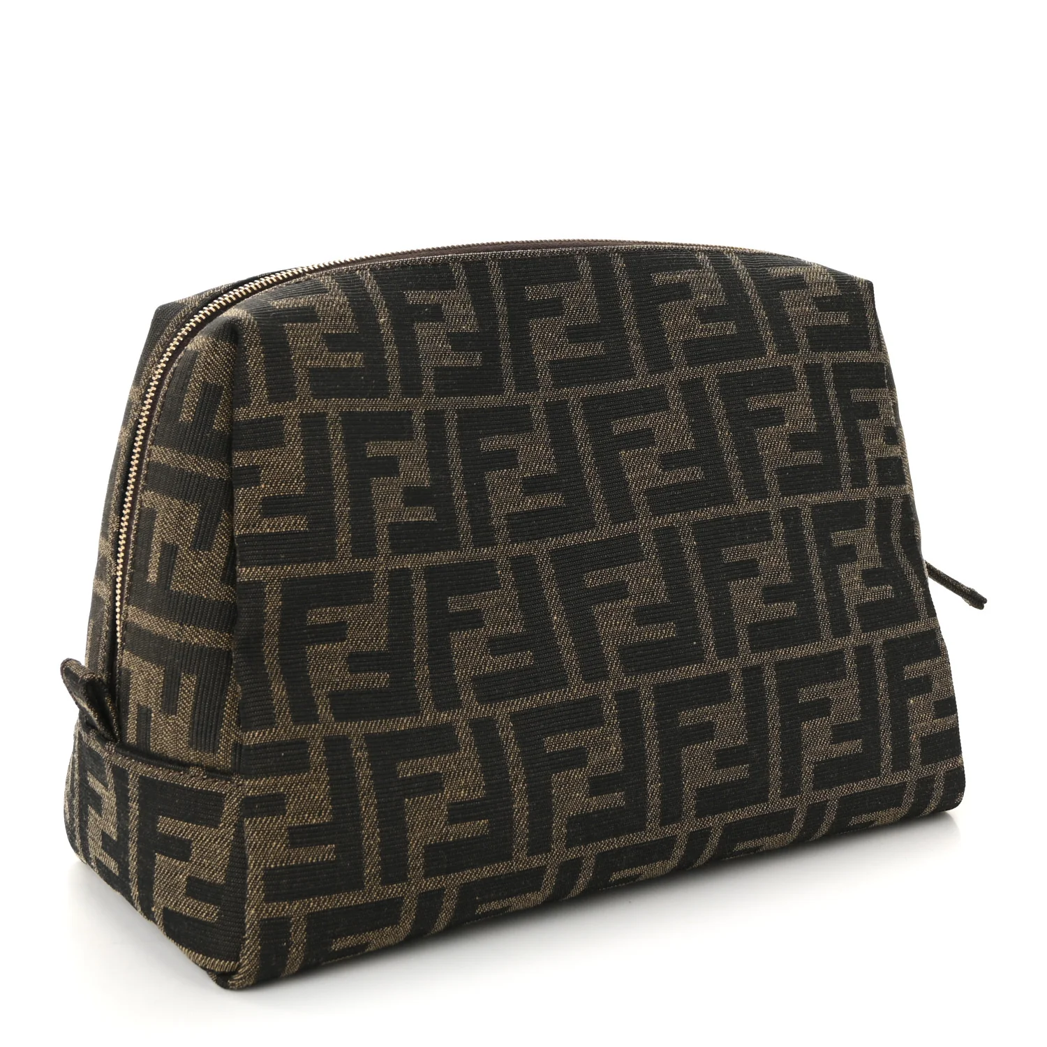 Fabric Jacquard FF 1974 Medium Trapezoid Beauty Pouch Tobacco Moro Black - Image 3