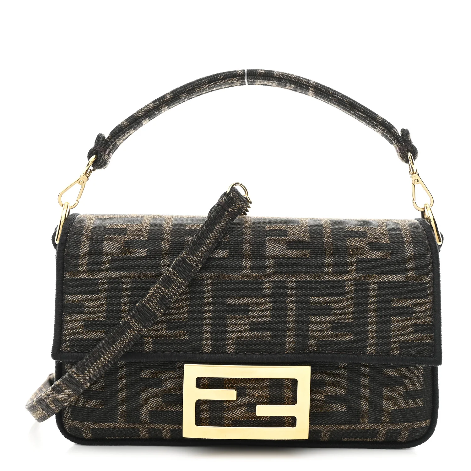 Fabric Jacquard FF 1974 Mini Baguette Tobacco Moro Black