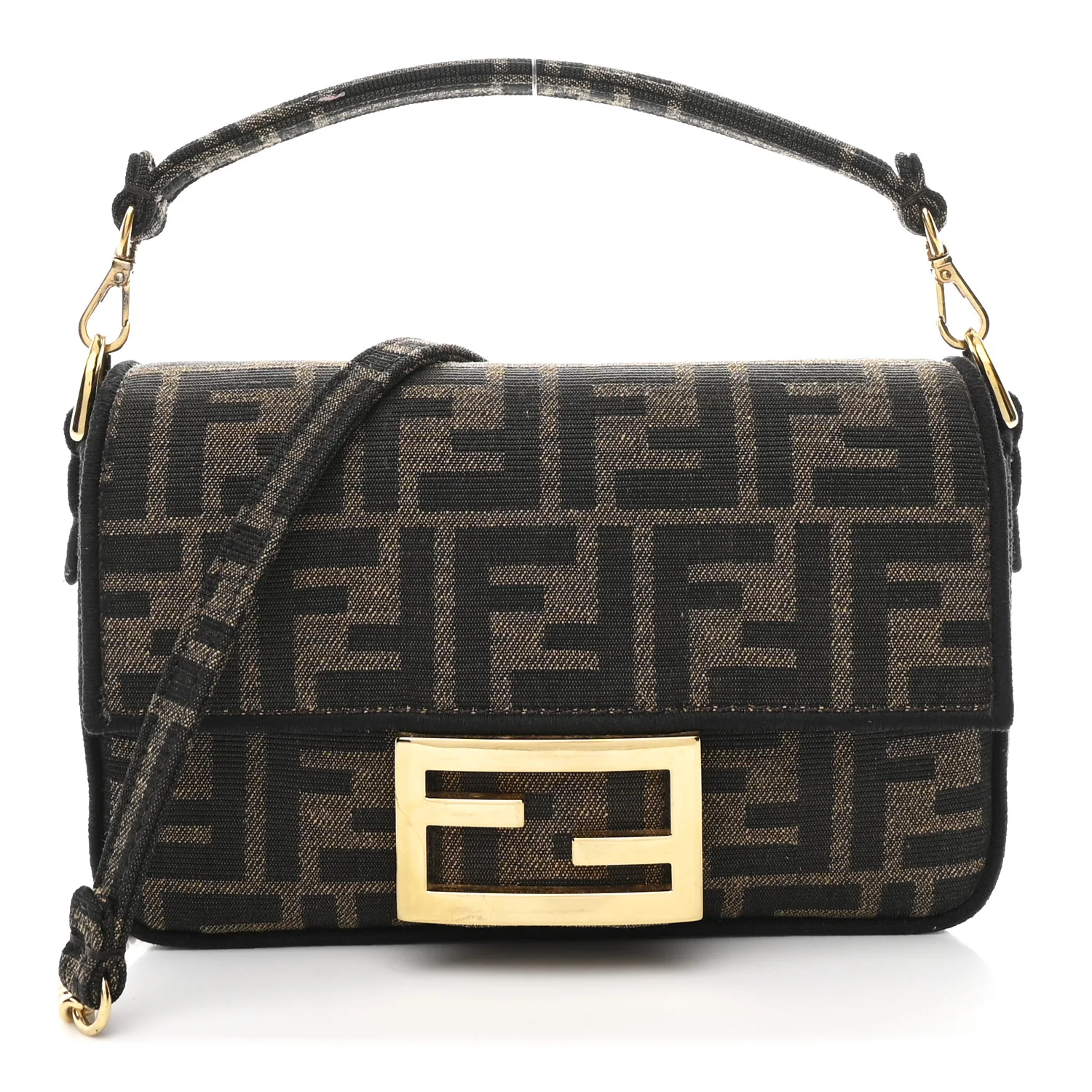 Fabric Jacquard FF 1974 Mini Baguette Tobacco Moro Black