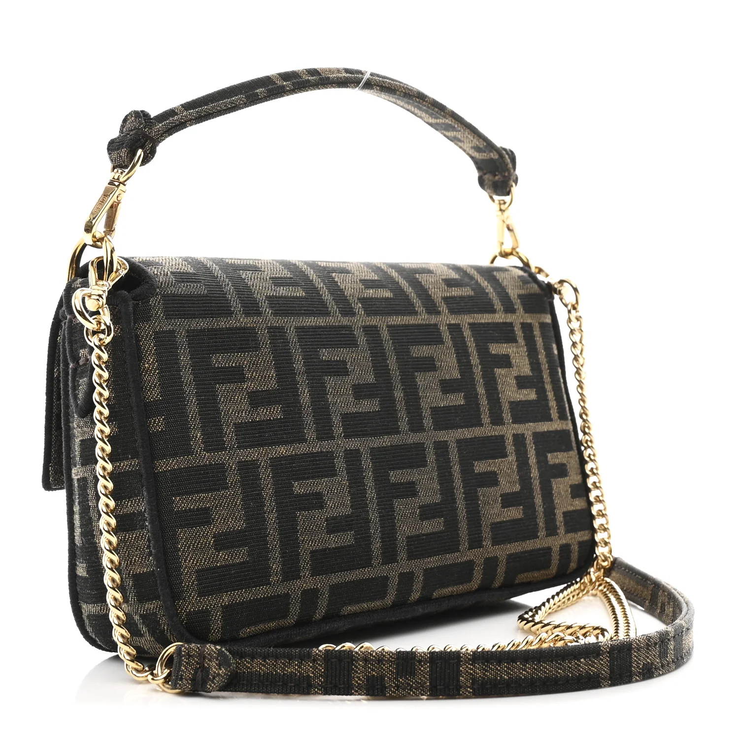 Fabric Jacquard FF 1974 Mini Baguette Tobacco Moro Black - Image 3