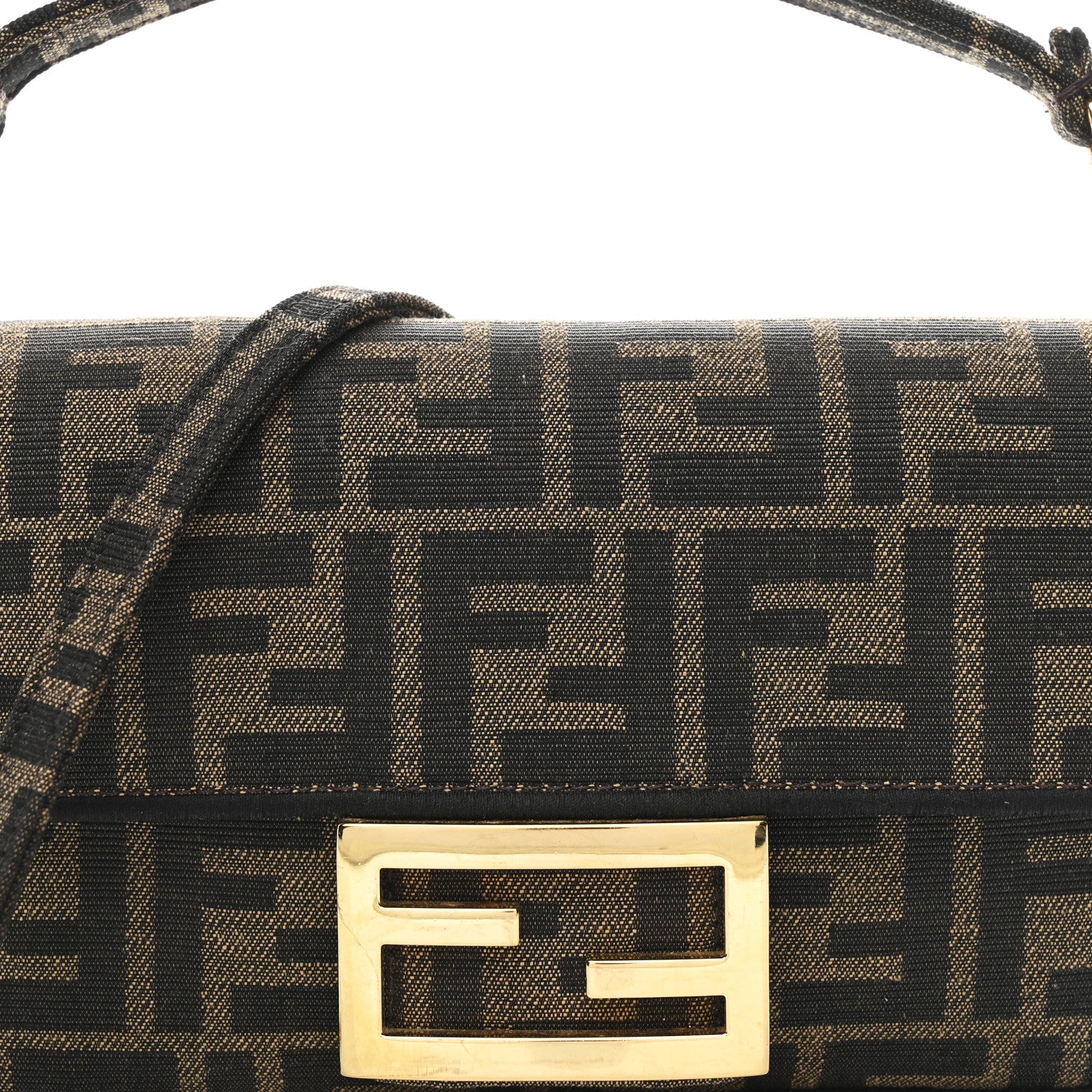 Fabric Jacquard FF 1974 Mini Baguette Tobacco Moro Black - Image 8