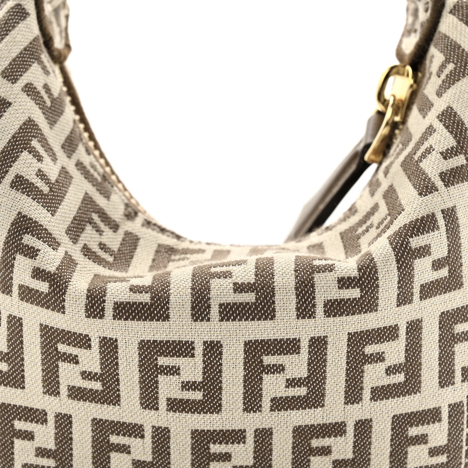 Fabric Jacquard FF 1974 Nano Fendigraphy Hobo Charm Beige - Image 8