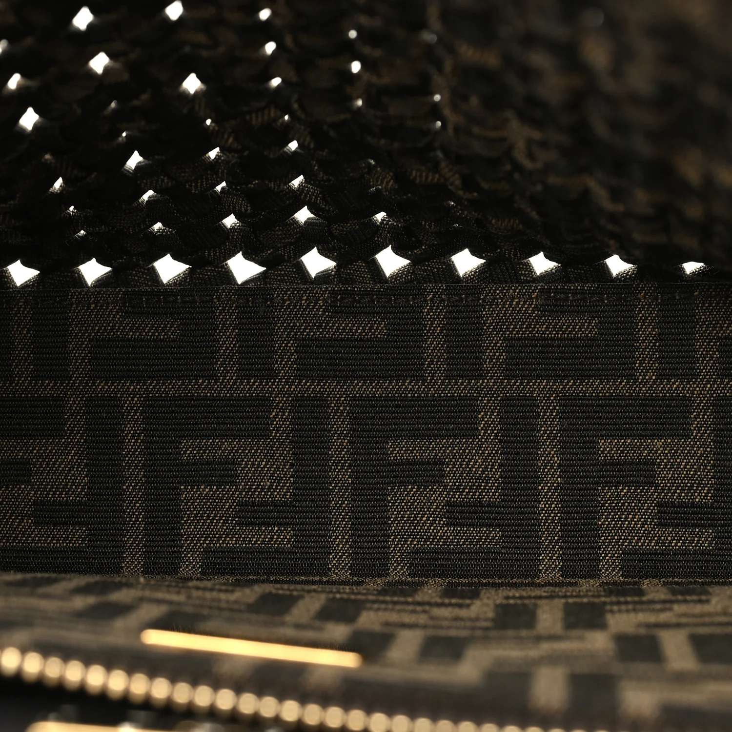 Fabric Jacquard FF 1974 Woven Knotted Medium Peekaboo Iconic Satchel Tobacco Moro - Image 6