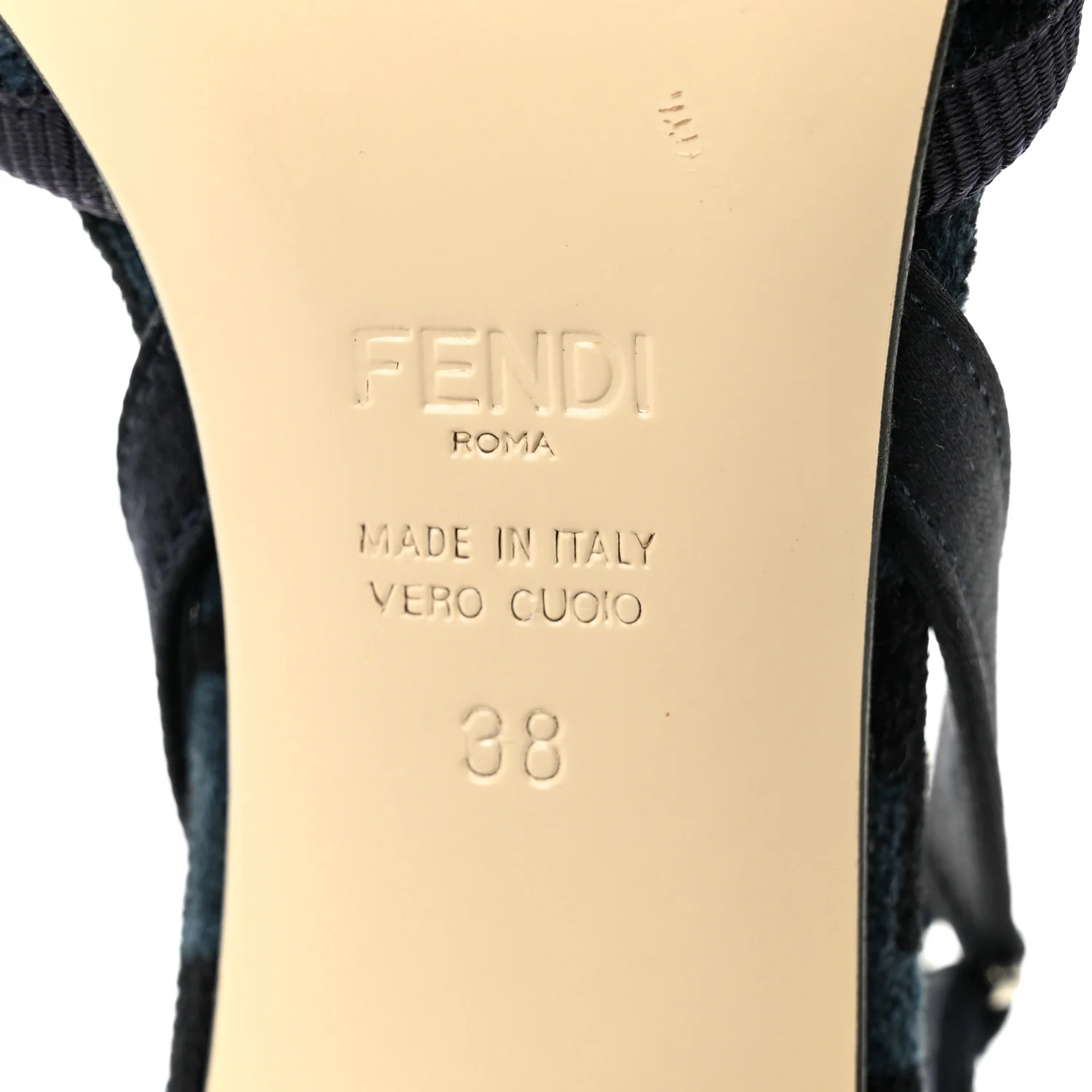 Fabric Jacquard FF Colibri Lite 85mm Slingback Pumps 38 Black Blue - Image 6