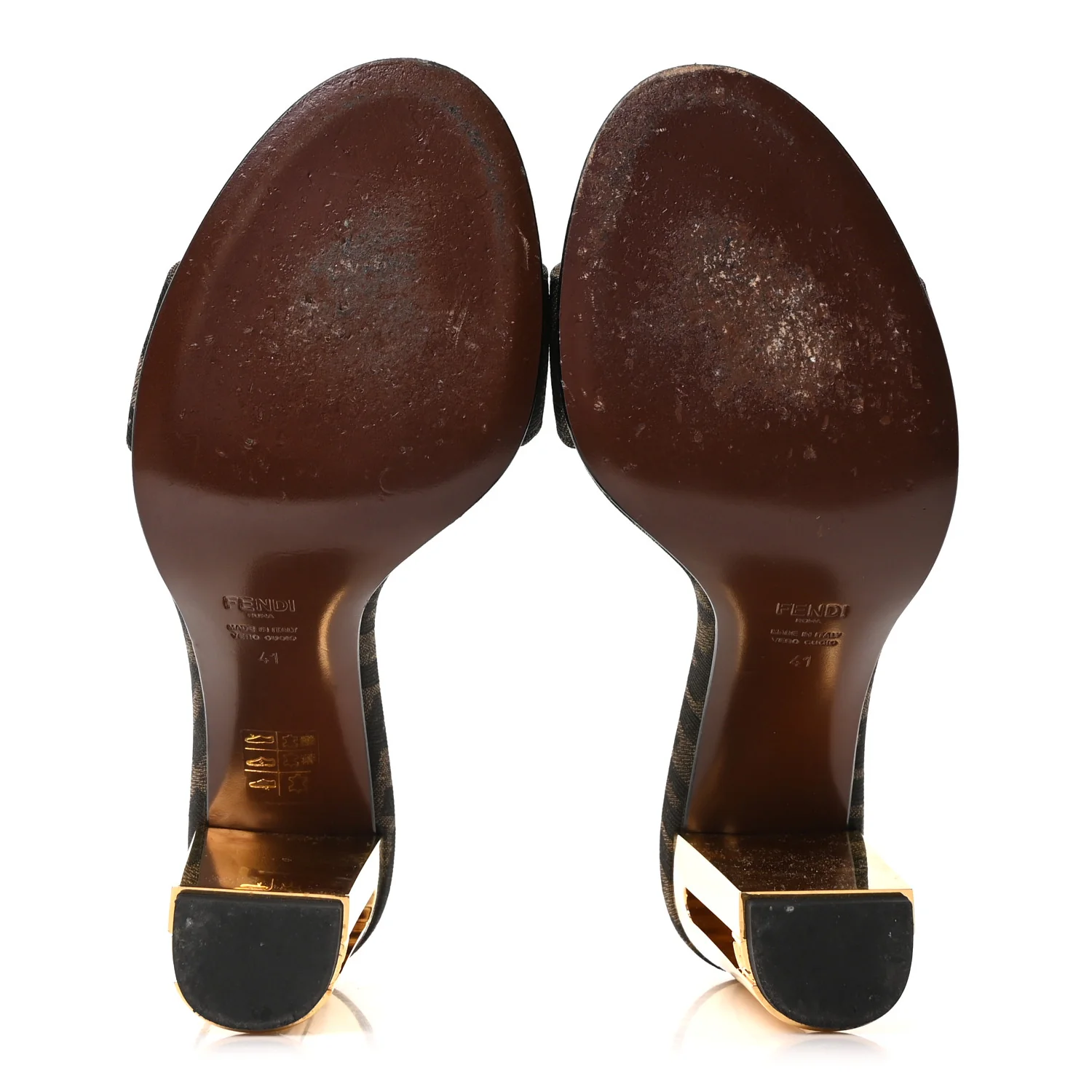 Fabric Jacquard FF Delfina Sandals 41 Tobacco Moro - Image 10